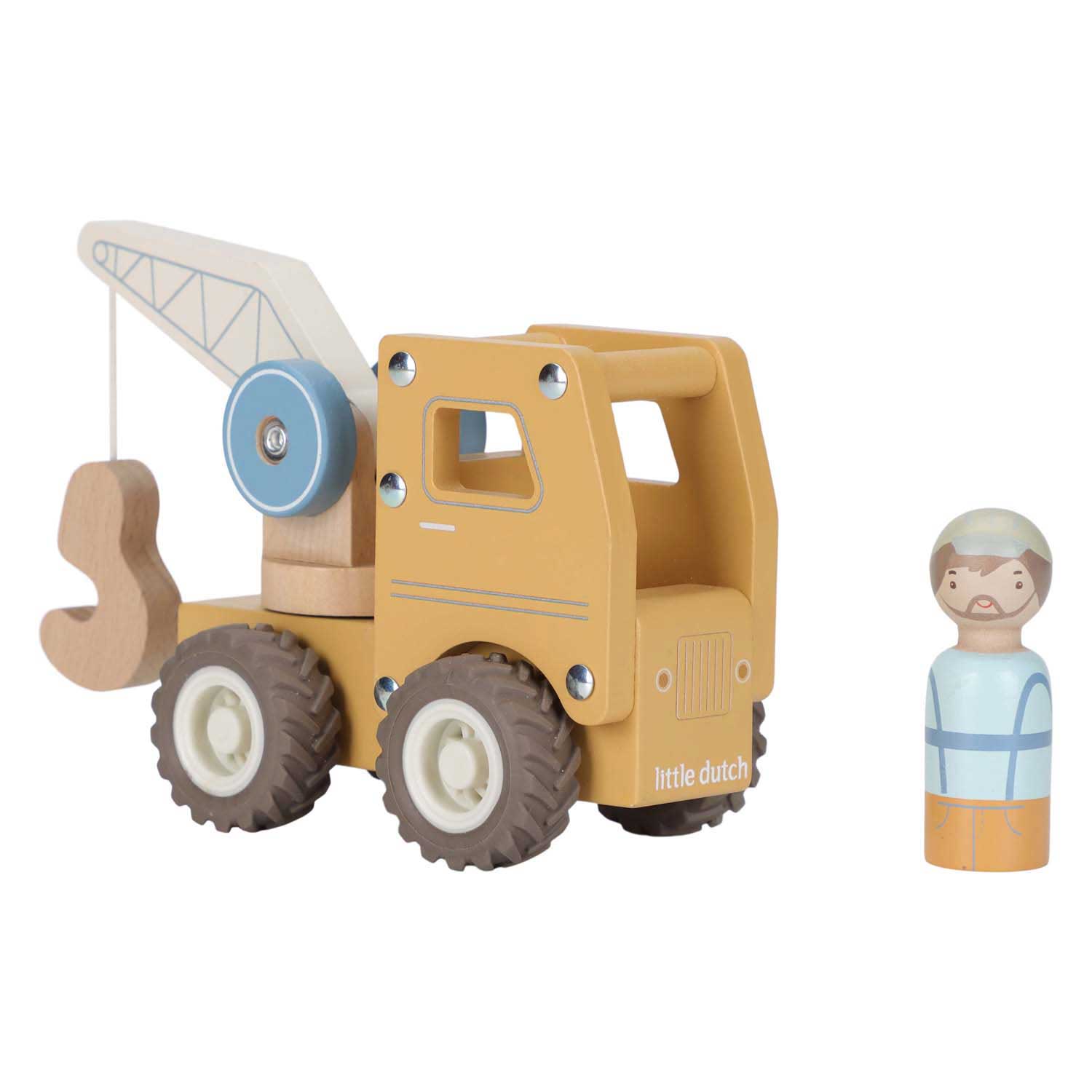 Little Dutch Houten Kraanwagen met Poppetje FSC