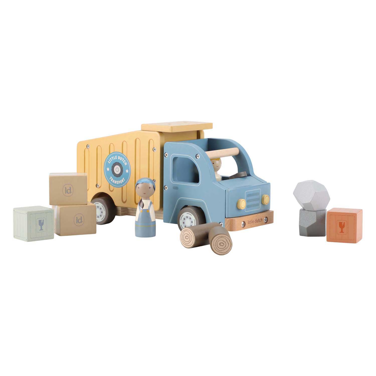 Little Dutch Houten Vuilniswagenset met Poppetje FSC
