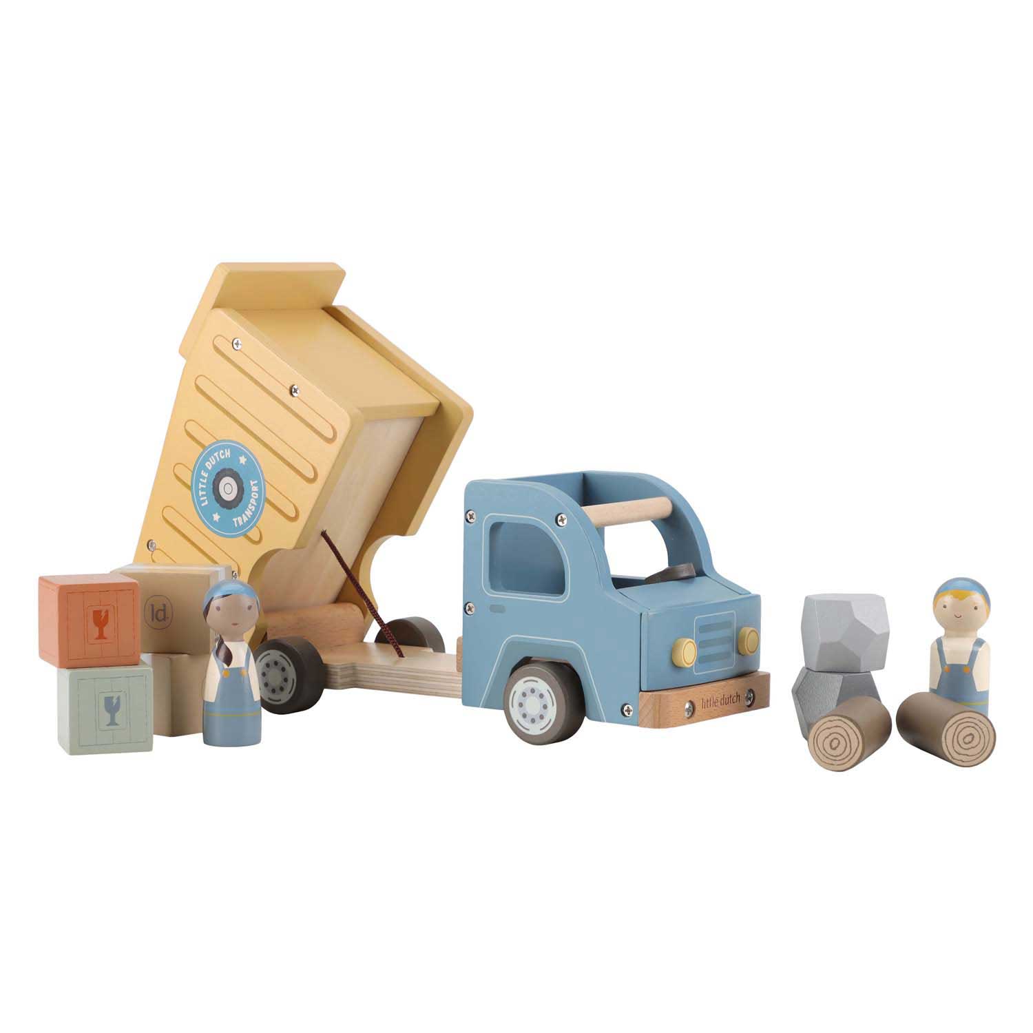 Little Dutch Houten Vuilniswagenset met Poppetje FSC