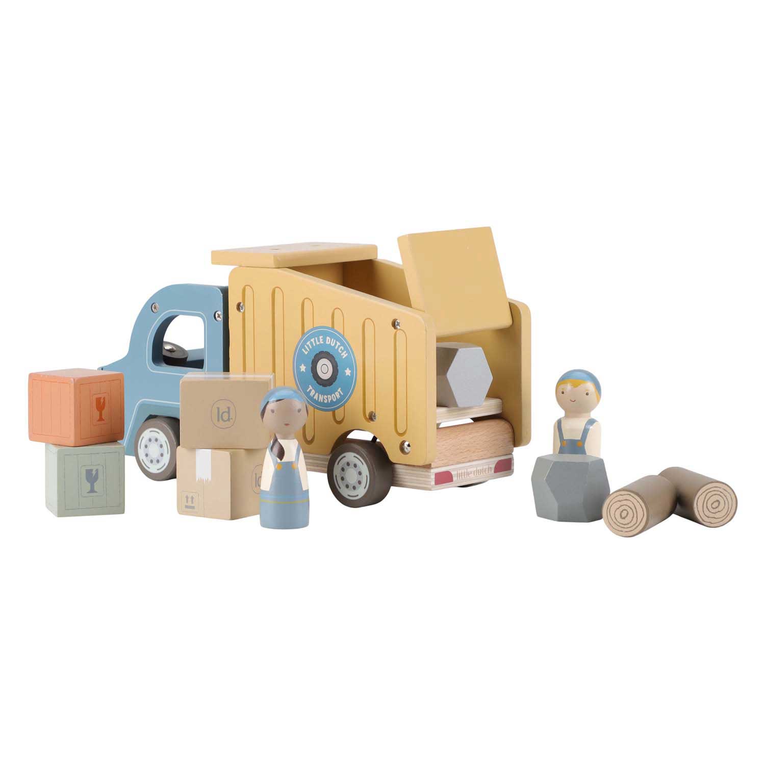 Little Dutch Houten Vuilniswagenset met Poppetje FSC