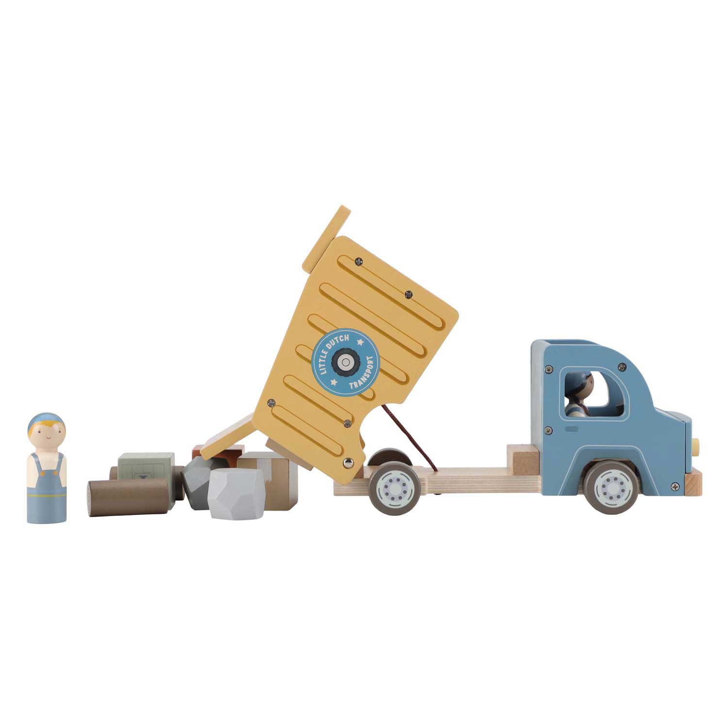Little Dutch Houten Vuilniswagenset met Poppetje FSC