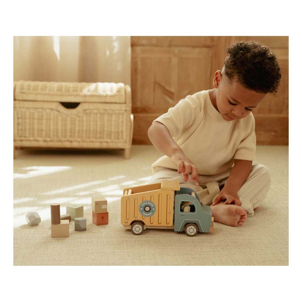 Little Dutch Houten Vuilniswagenset met Poppetje FSC
