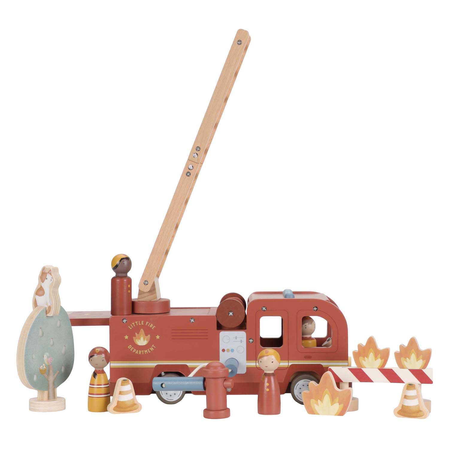 Little Dutch Holz-Feuerwehrauto-Set mit Figur FSC