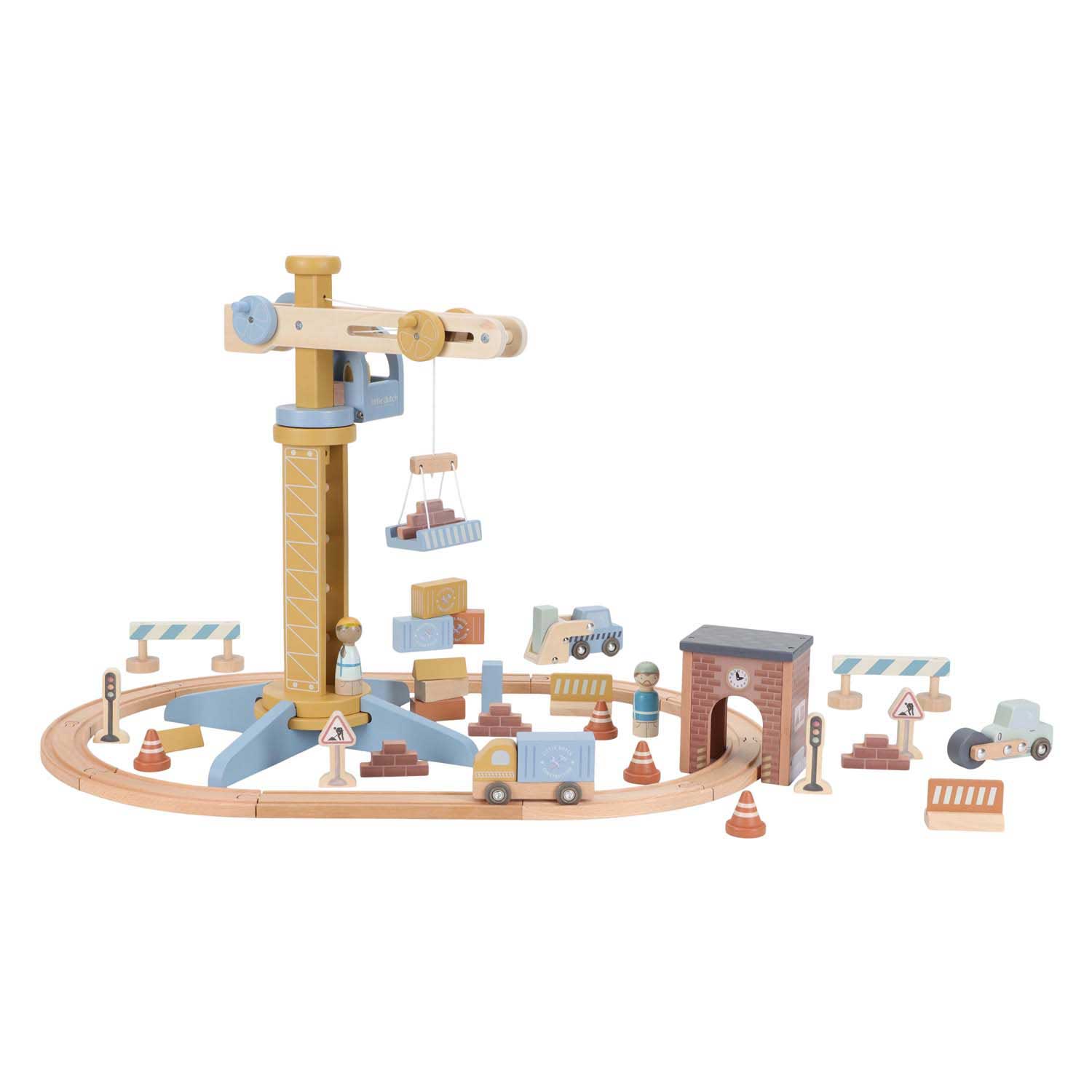 Little Dutch Houten Kraan set met Treinbaan FSC