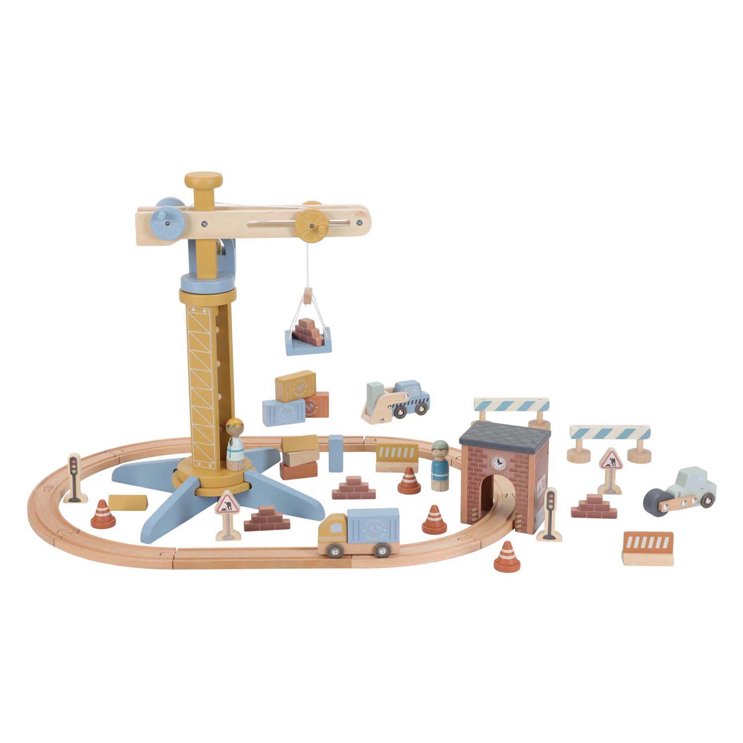 Little Dutch Houten Kraan set met Treinbaan FSC