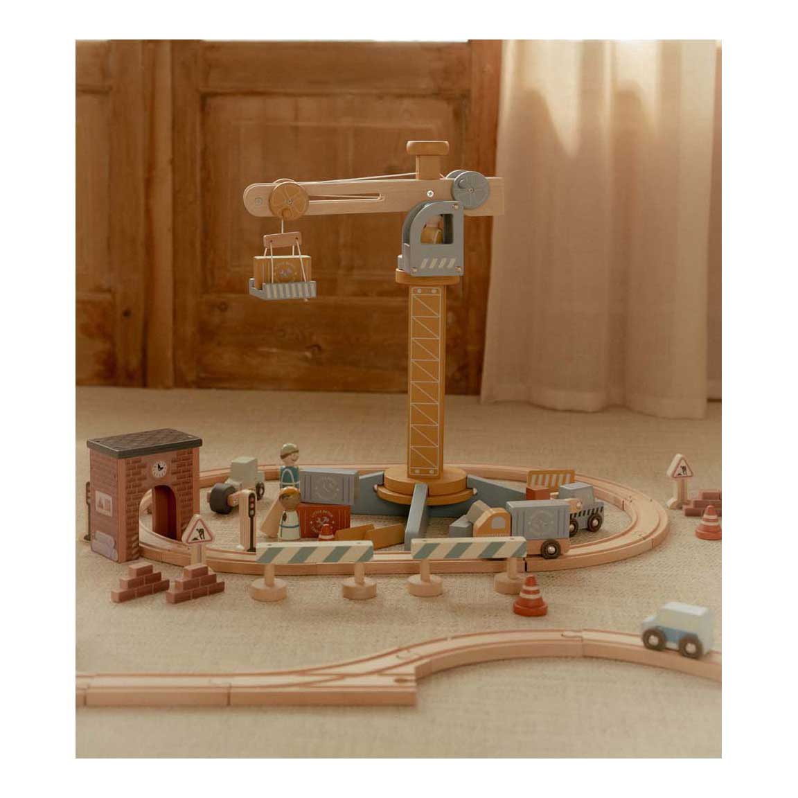 Little Dutch Houten Kraan set met Treinbaan FSC
