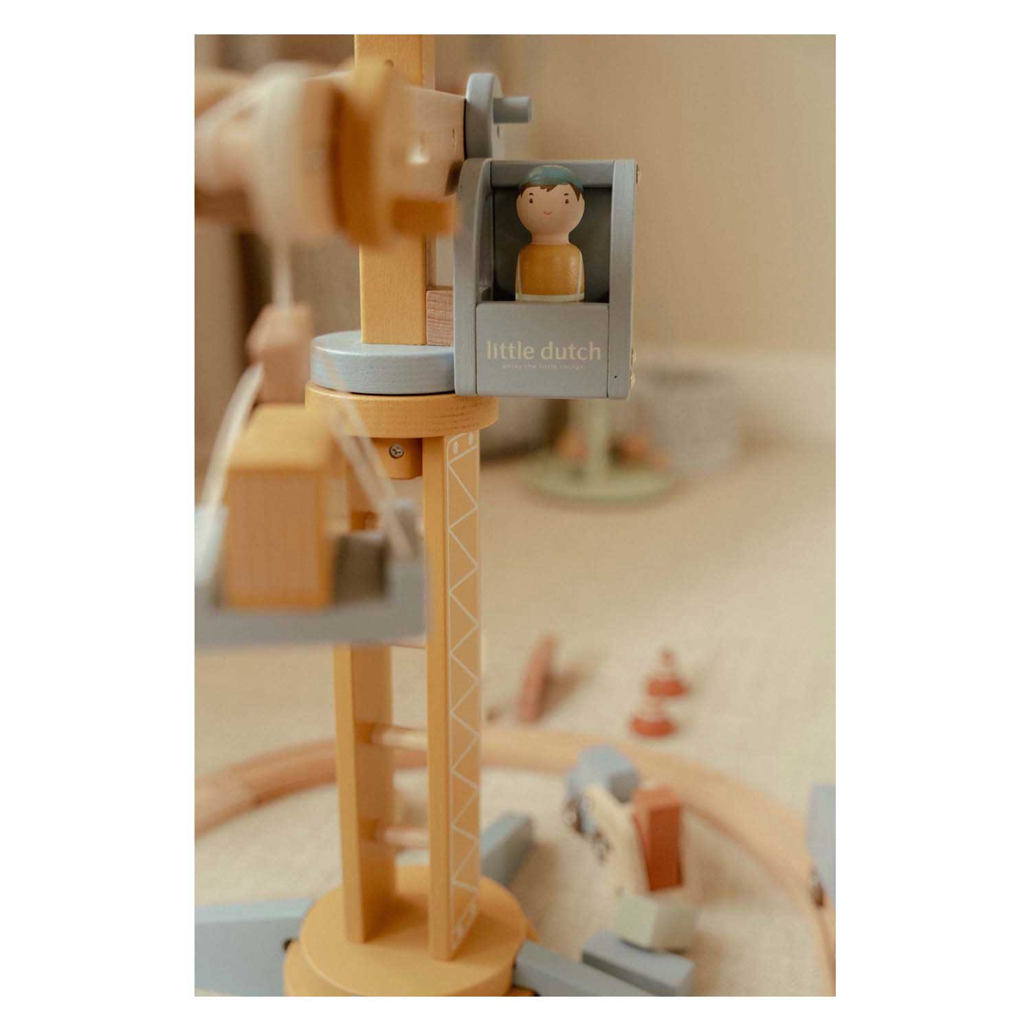 Little Dutch Houten Kraan set met Treinbaan FSC