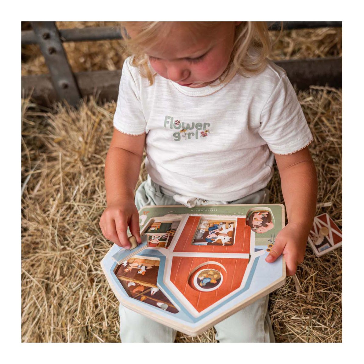 Little Dutch Houten Noppenpuzzel Little Farm FSC, 6st.