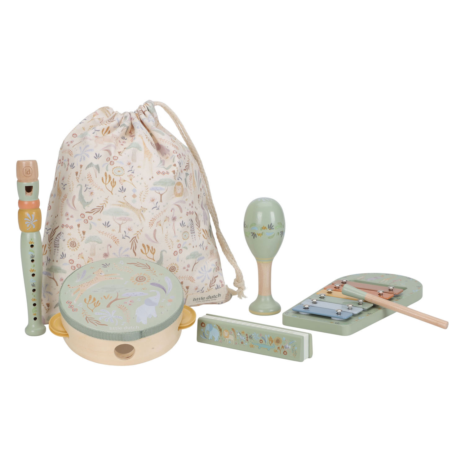 Little Dutch Houten Muziekset Groen Safari Friends - FSC