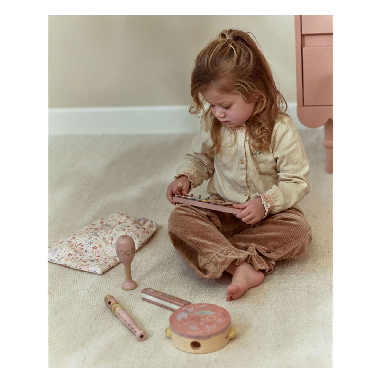 Little Dutch Houten Muziekset Roze Safari Friends - FSC