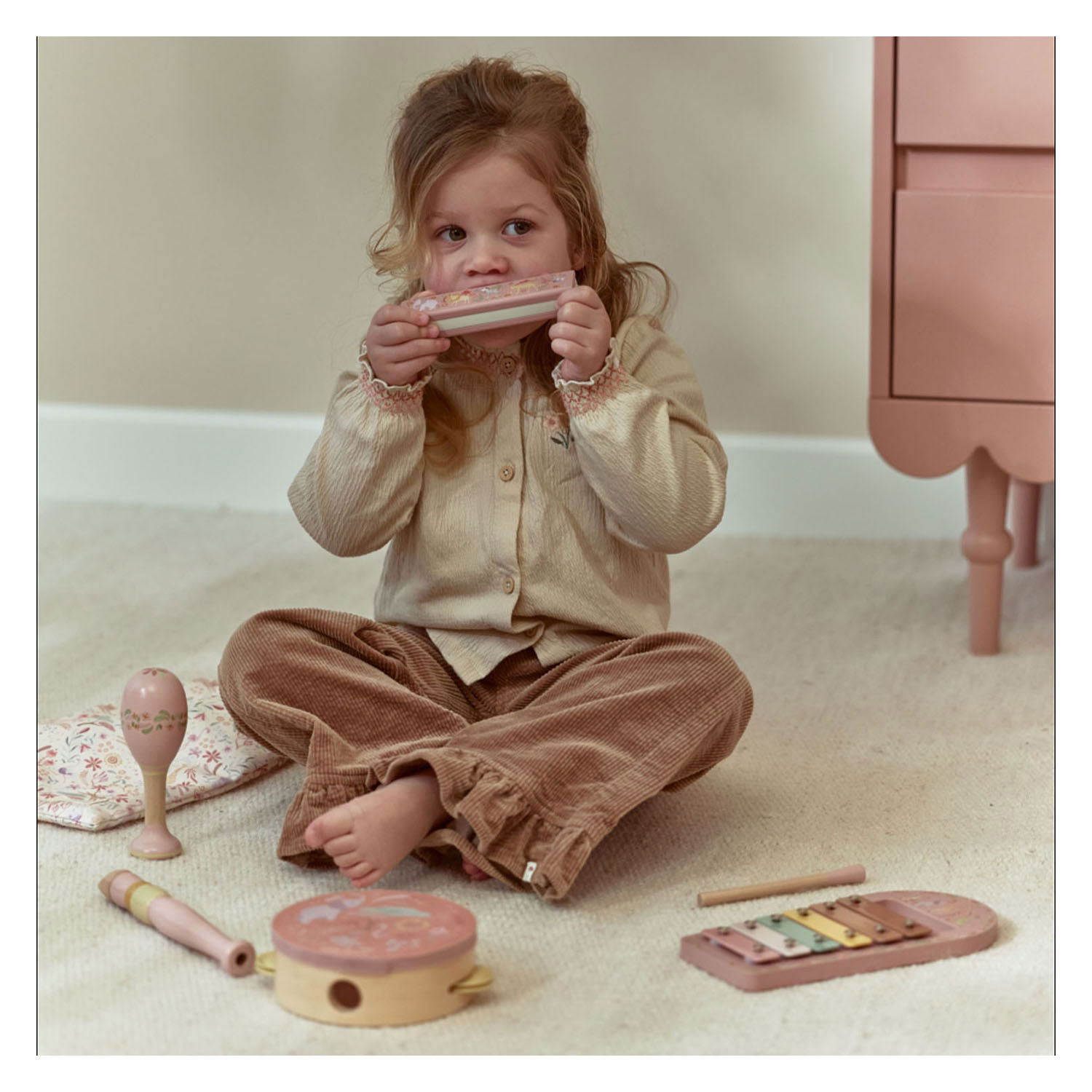 Little Dutch Houten Muziekset Roze Safari Friends - FSC