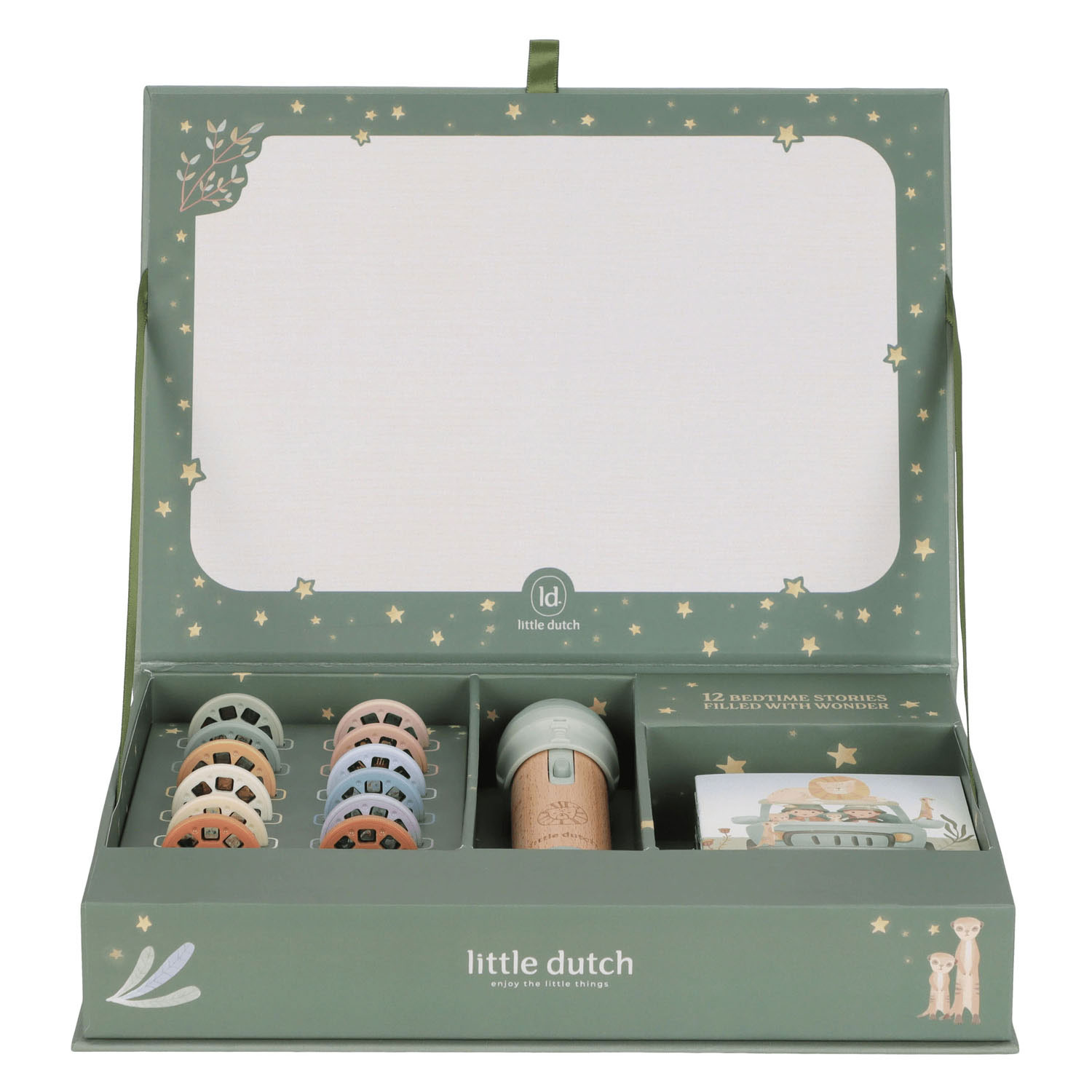 Little Dutch Houten Verhalen Projector Zaklamp Safari Friends - FSC