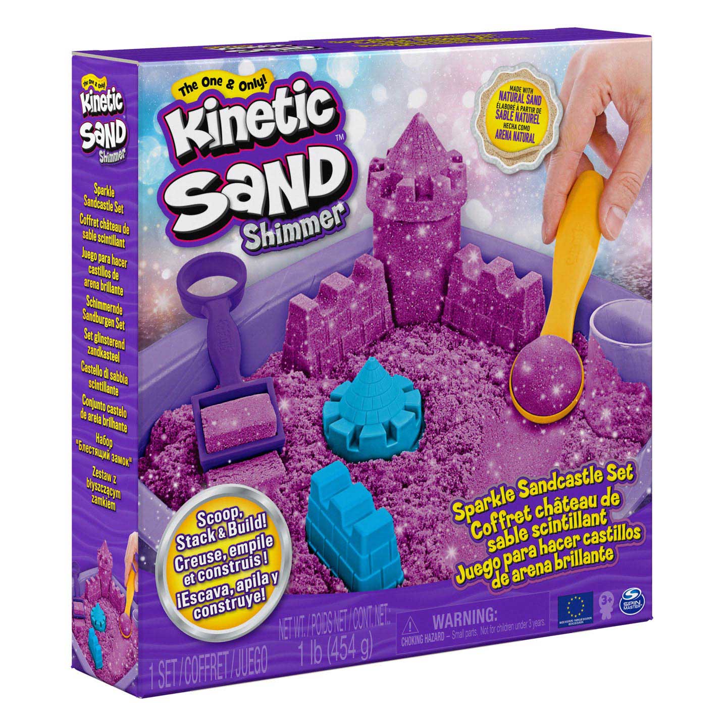 Kinetic Sand - Shimmer Sand Castle Set Lila, 453gr.