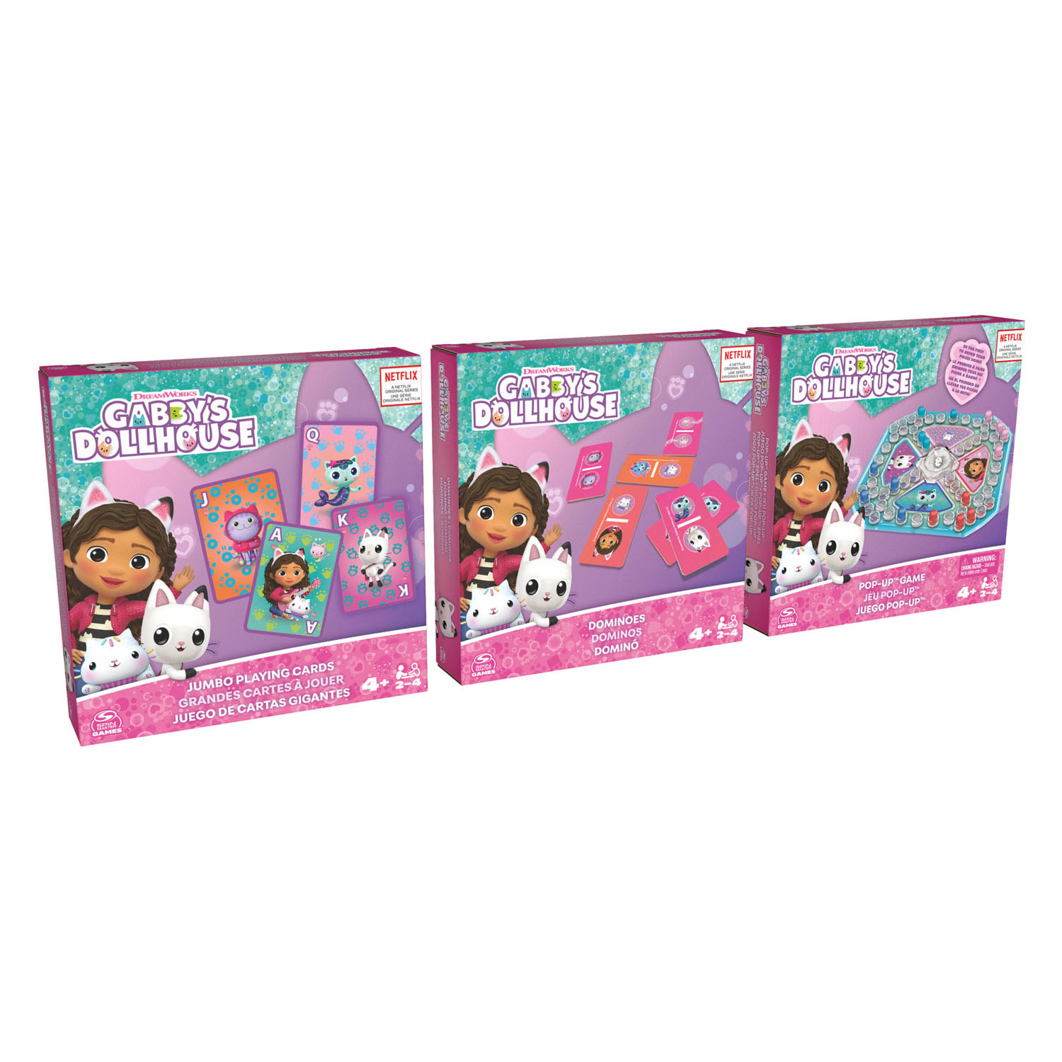 Gabby's Dollhouse – Pop-Up-Spiel, Kartenspiel und Domino-Spiele und Puzzle-Paket