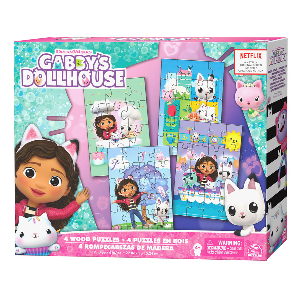 Gabby's Dollhouse – 4er-Pack: Holzpuzzle
