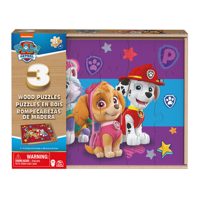 PAW Patrol Houten Puzzel, 3x24st.