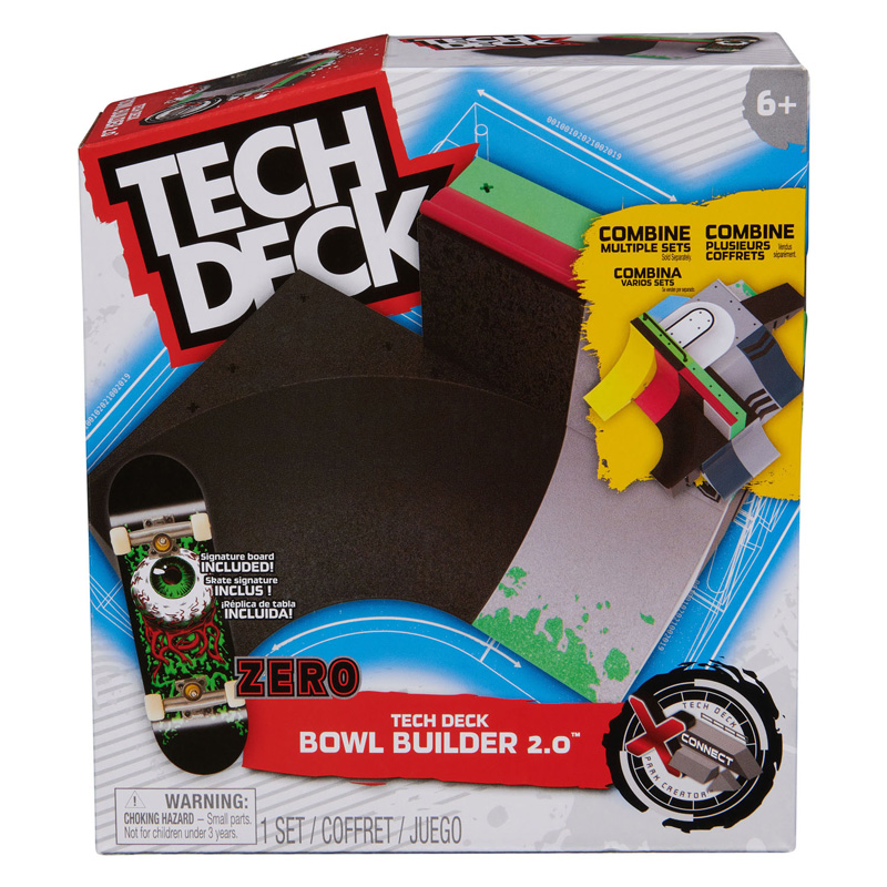 Tech Deck X-Connect Park Creator Zero Bowl Builder Ensemble de jeu de skateboard à doigts