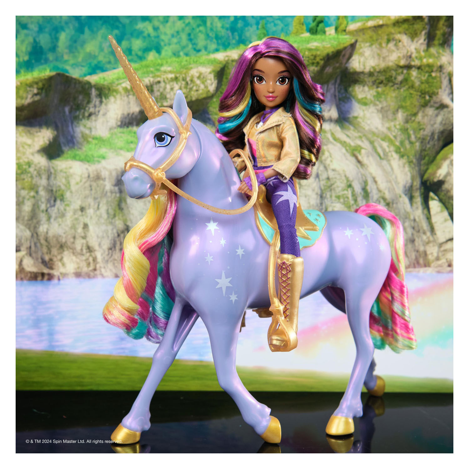 Unicorn Academy - Figurine de jeu lumineuse Licorne Wildstar arc-en-ciel