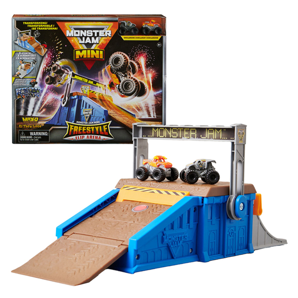 Monster Jam Mini Freestyle Arena Spielset und Aufbewahrung