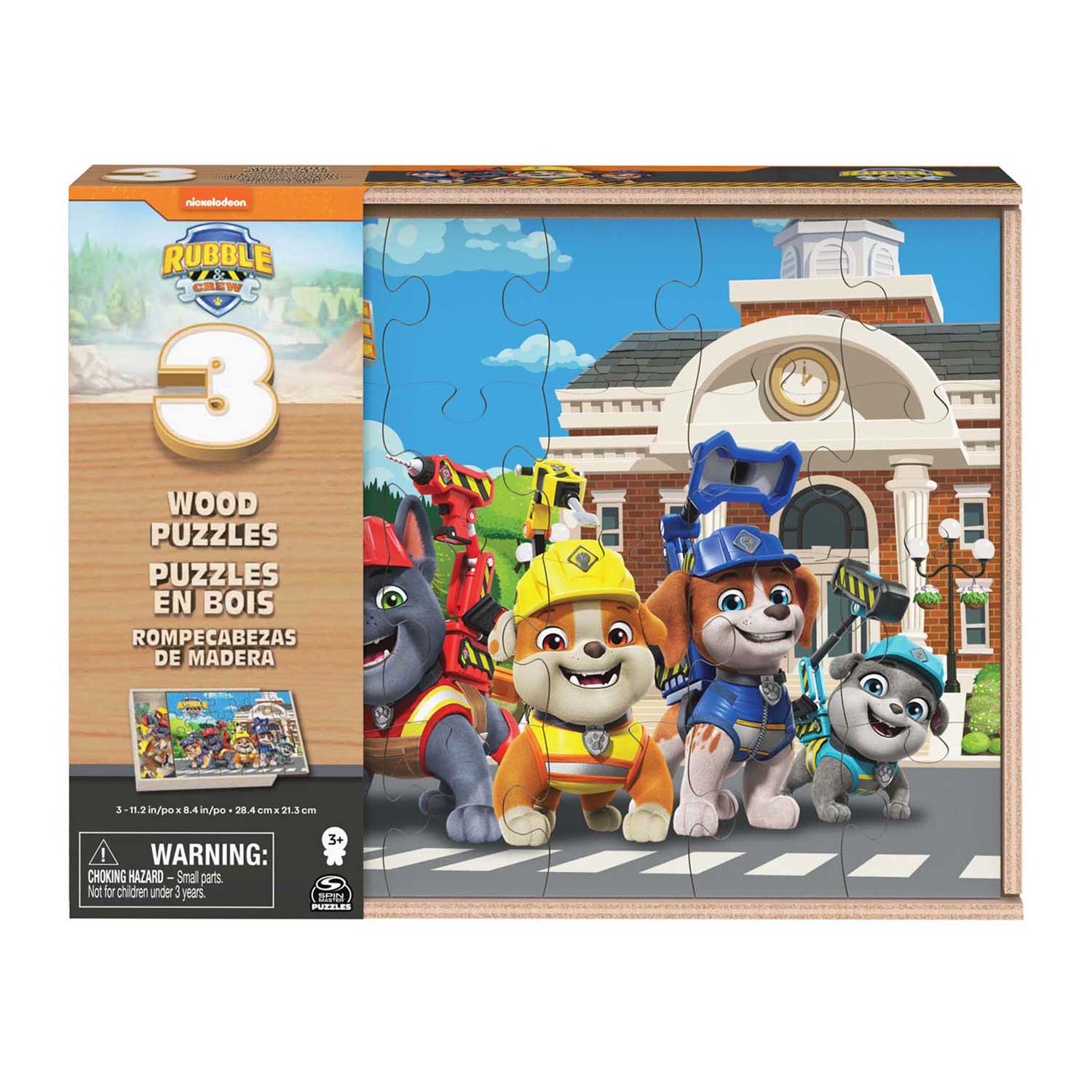 PAW Patrol Rubble & Crew - Houten Puzzels in Houten Doos - 3x24st.