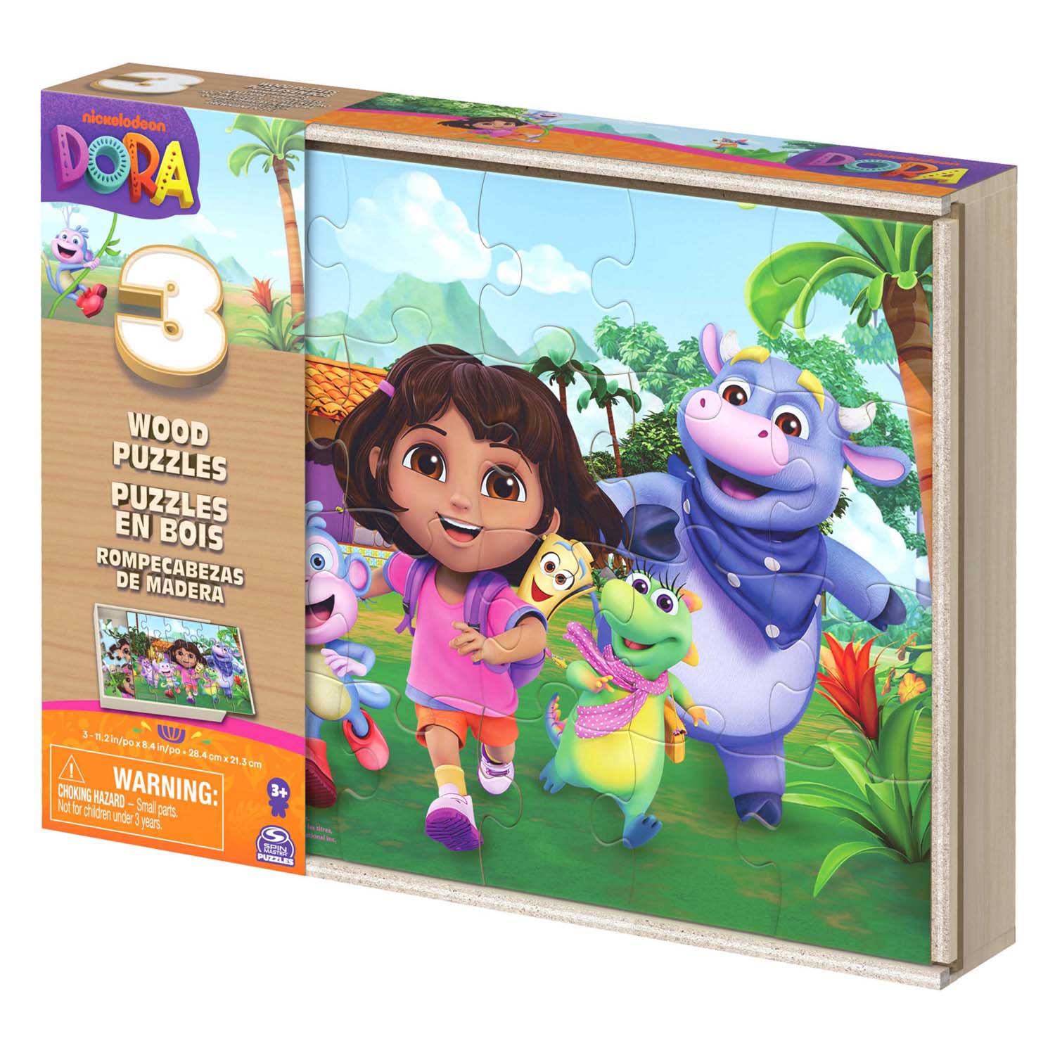 Dora Houten Puzzels in Houten Doos - 3x24 st.