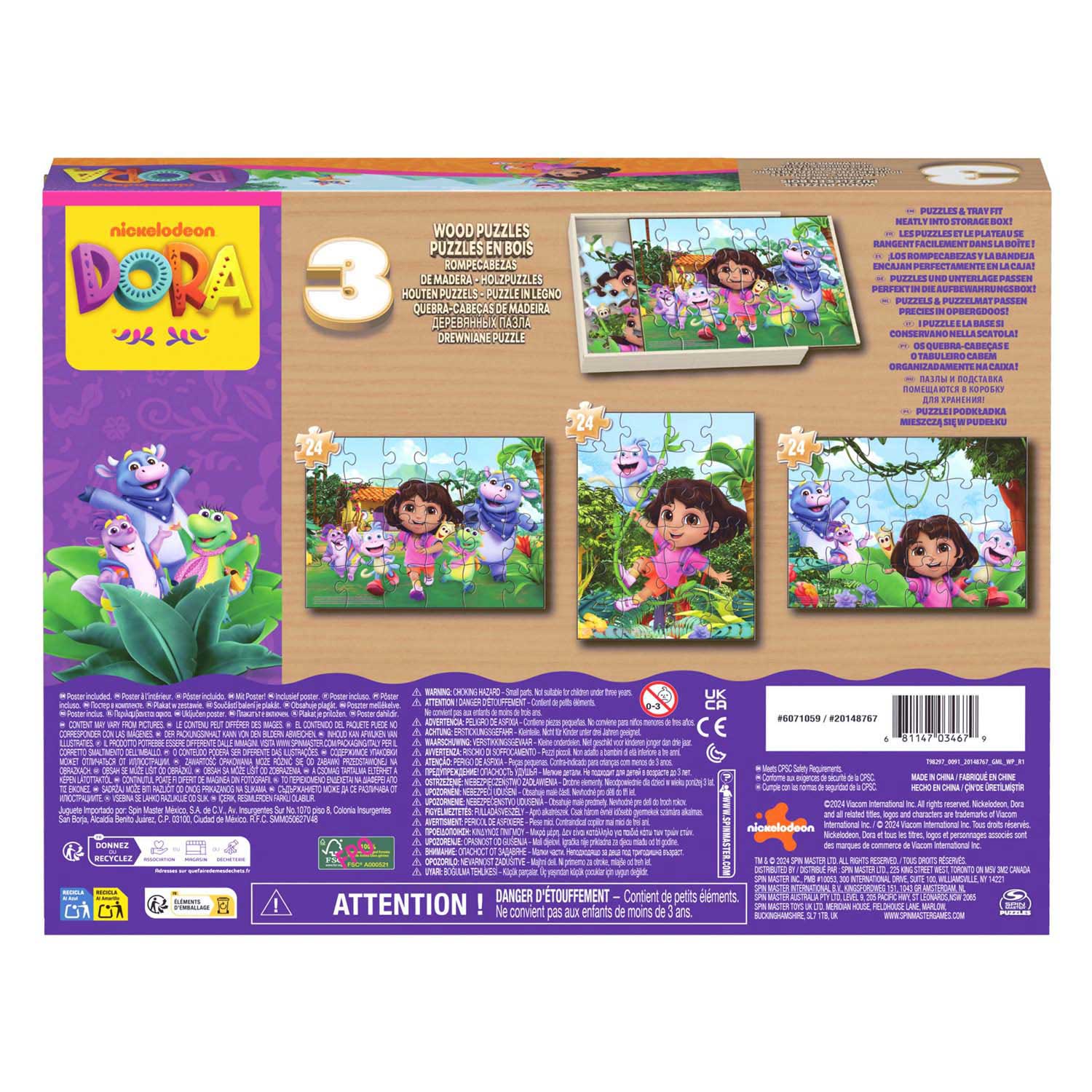 Dora Houten Puzzels in Houten Doos - 3x24 st.