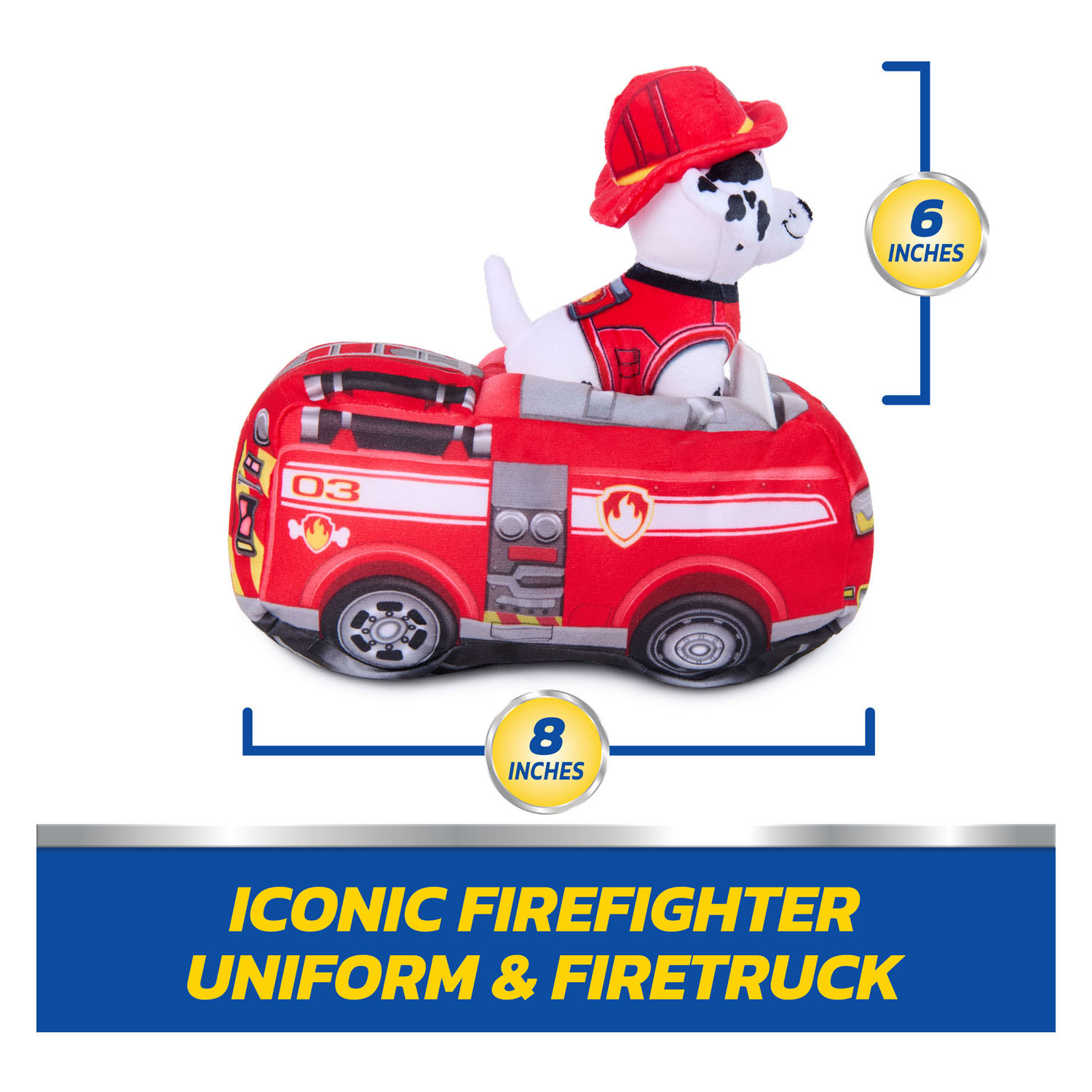 PAW Patrol 2 in 1 Pluche Knuffel Marshall met Voertuig - 15cm