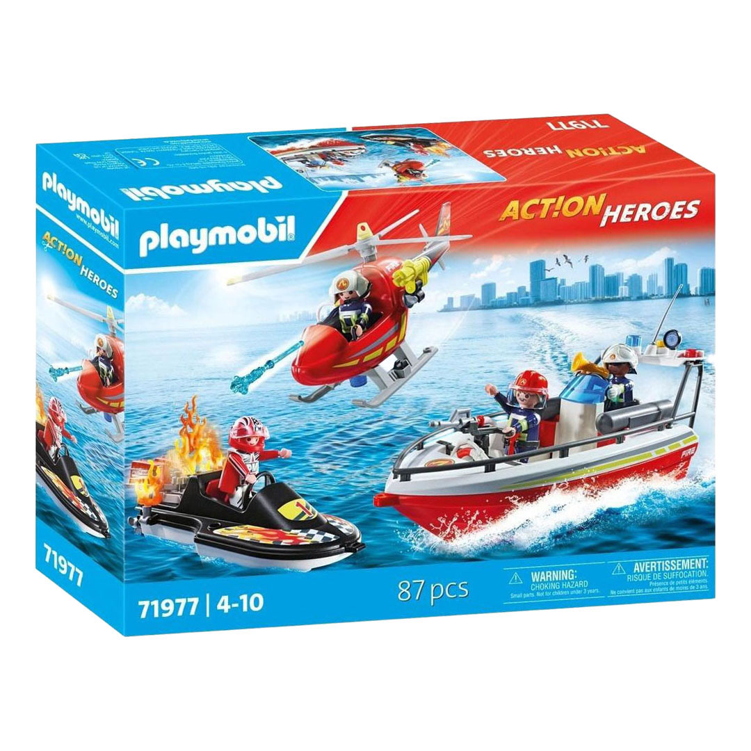 Playmobil Action Heroes Équipe de sauvetage des pompiers avec moteur sous-marin - 71977