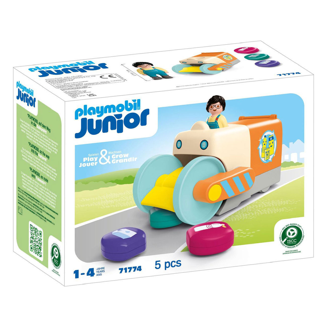 Camion poubelle Playmobil Junior à pousser et à saisir - 71774