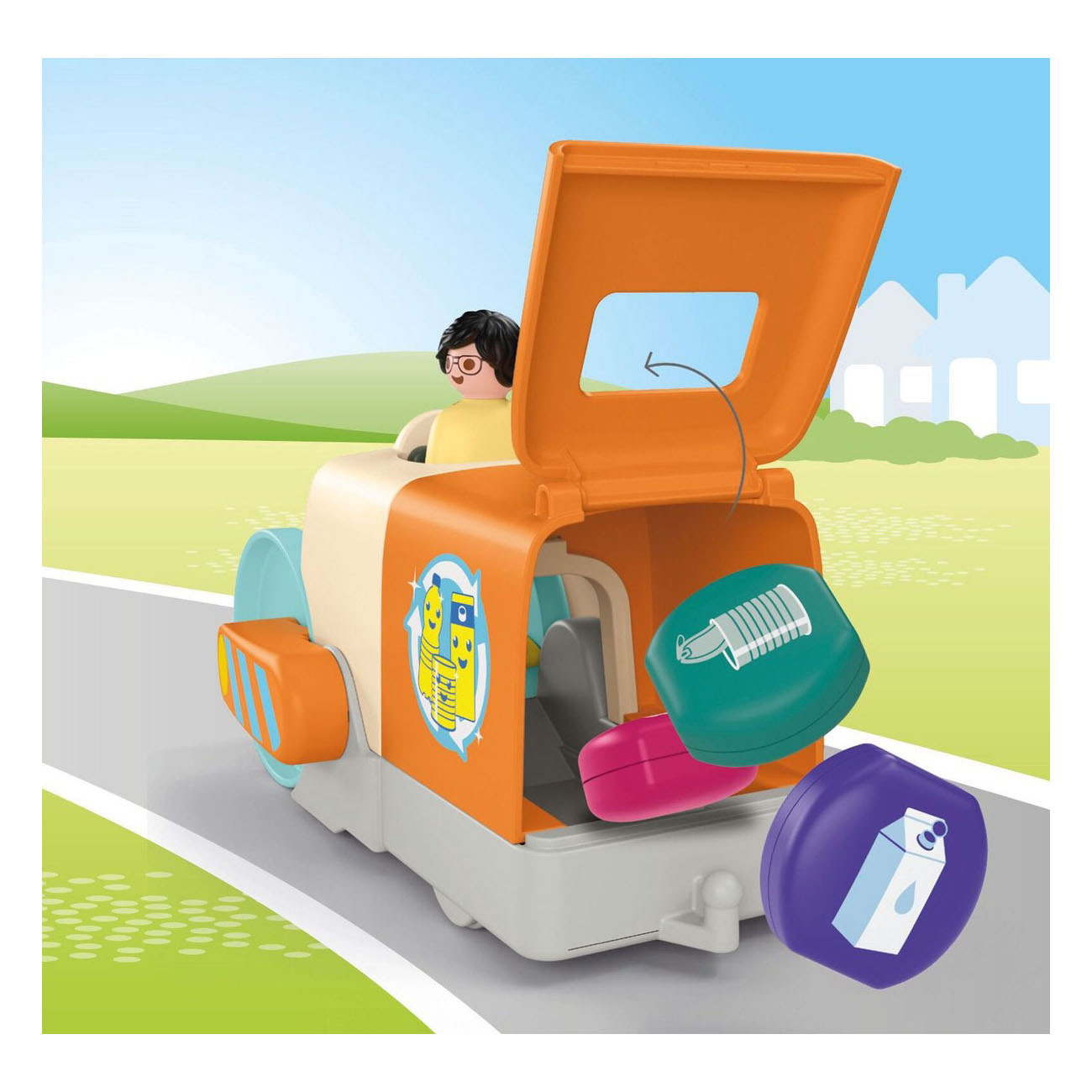 Camion poubelle Playmobil Junior à pousser et à saisir - 71774