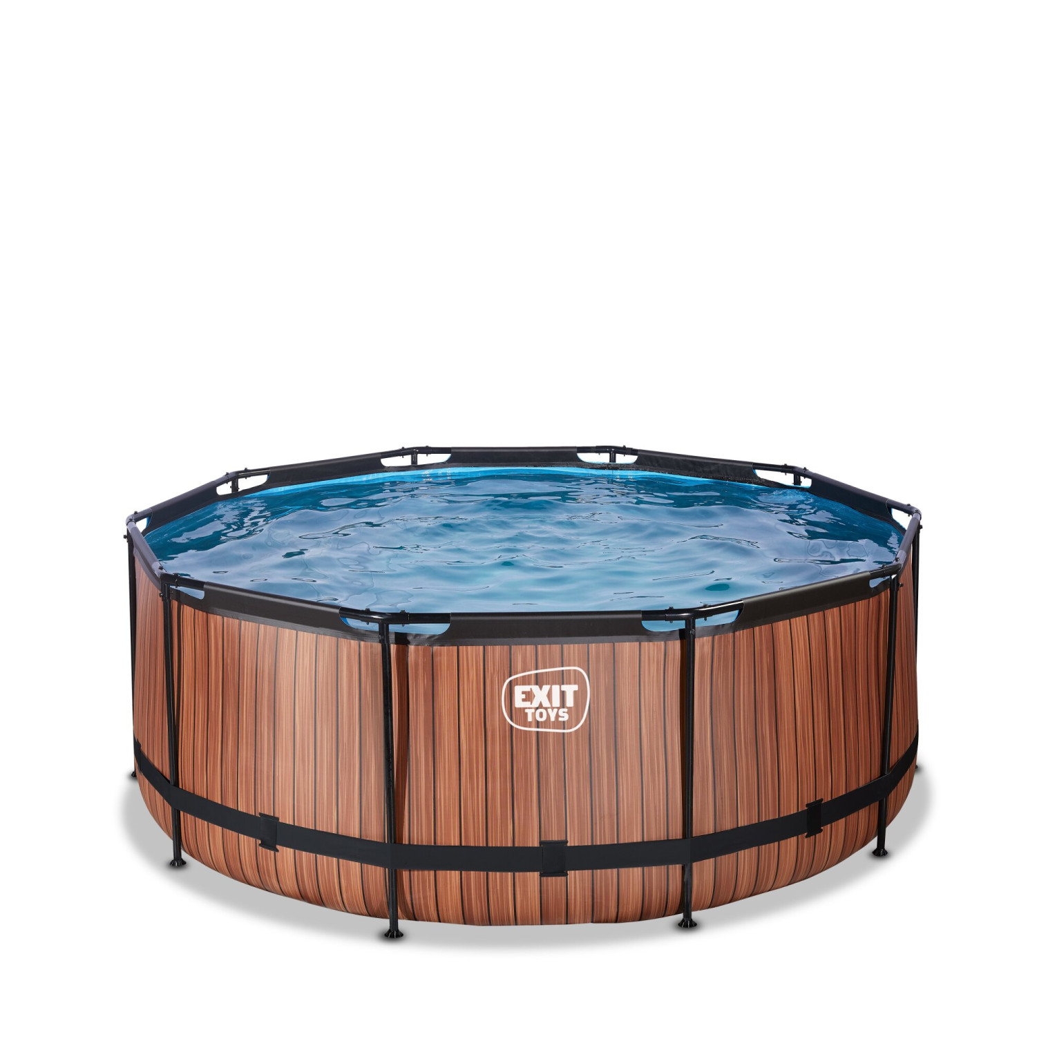 EXIT Wood zwembad ø360x122cm met filterpomp - bruin