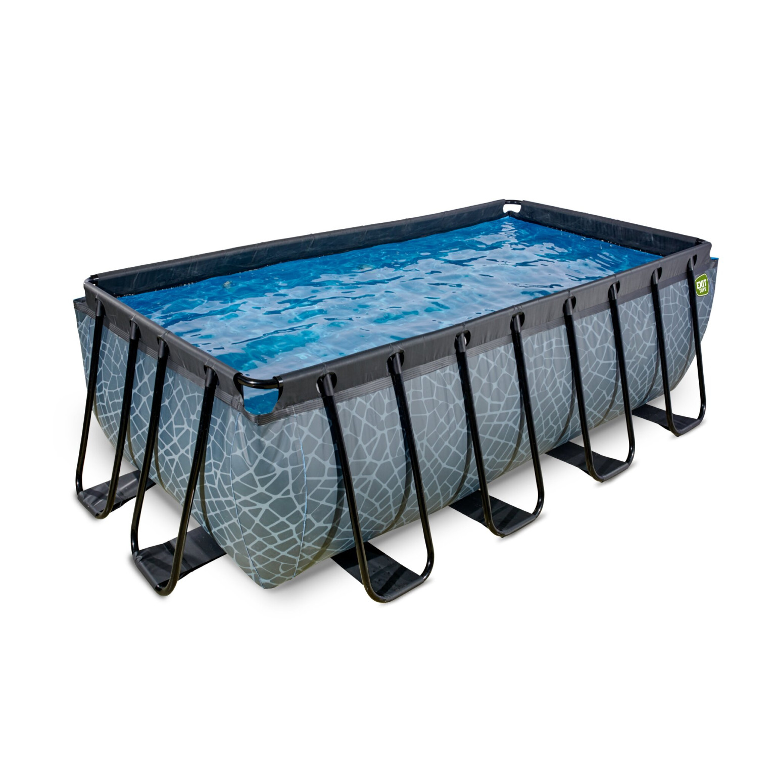 EXIT Stone zwembad 400x200x122cm met filterpomp - grijs