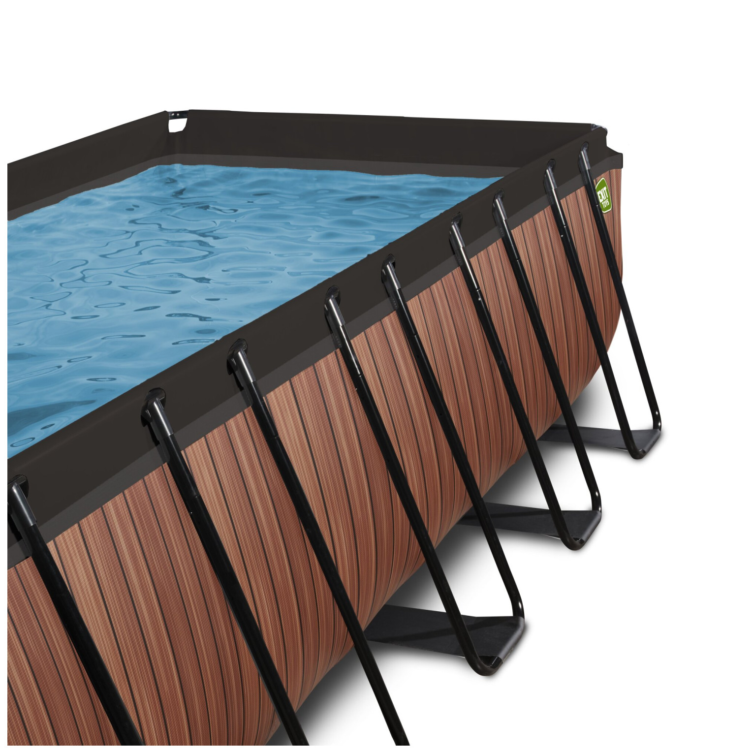 EXIT Wood zwembad 540x250x122cm met zandfilterpomp - bruin
