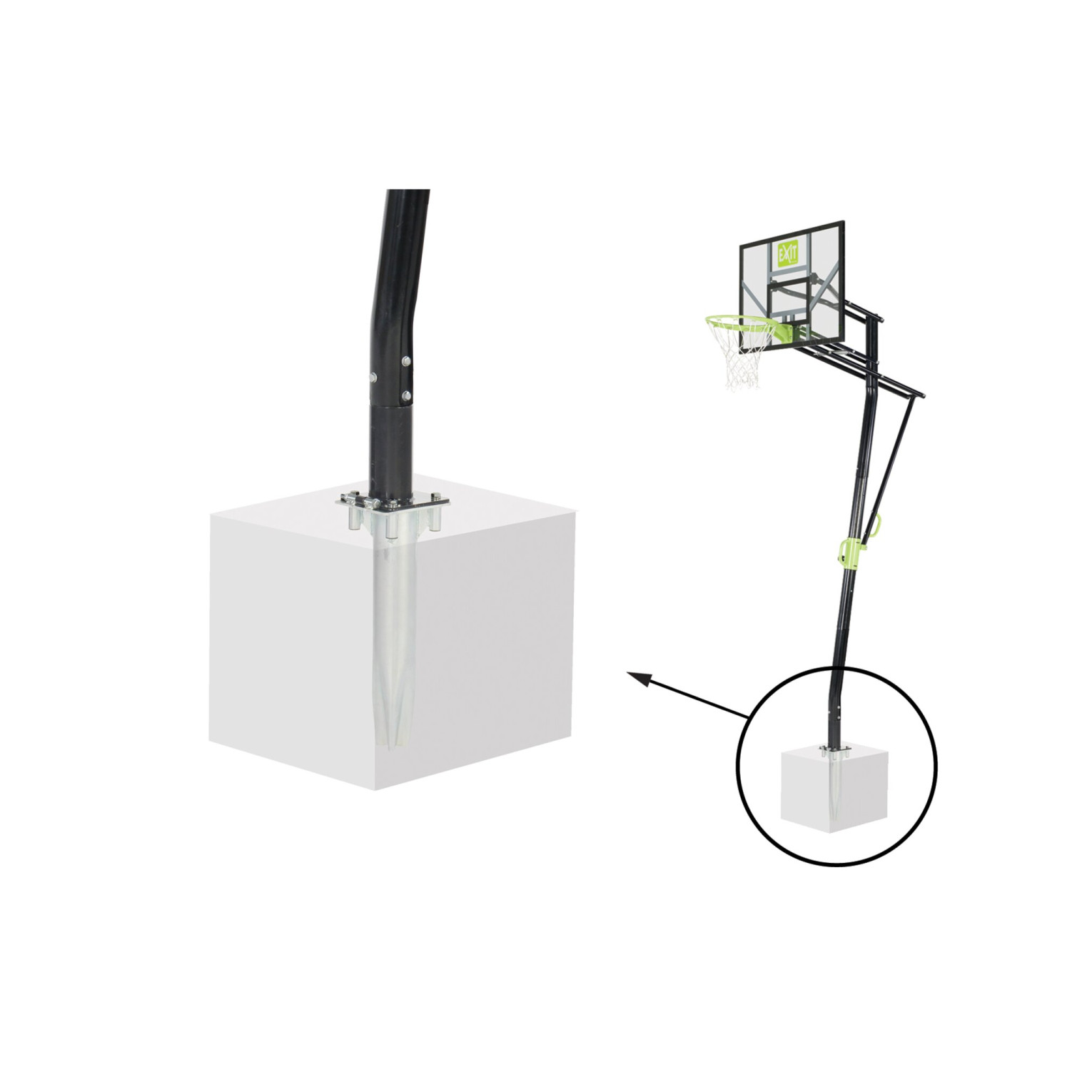 EXIT Galaxy basketbalbord voor grondmontage - groen/zwart