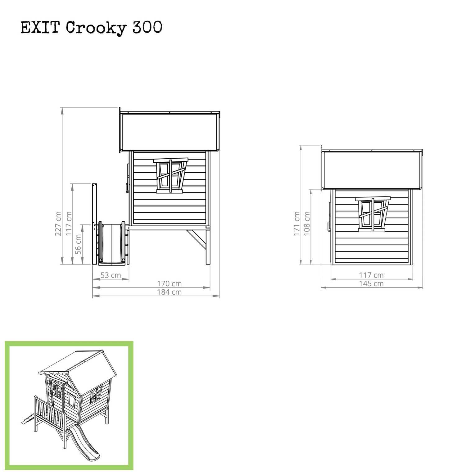 EXIT Crooky 300 houten speelhuis - grijsbeige