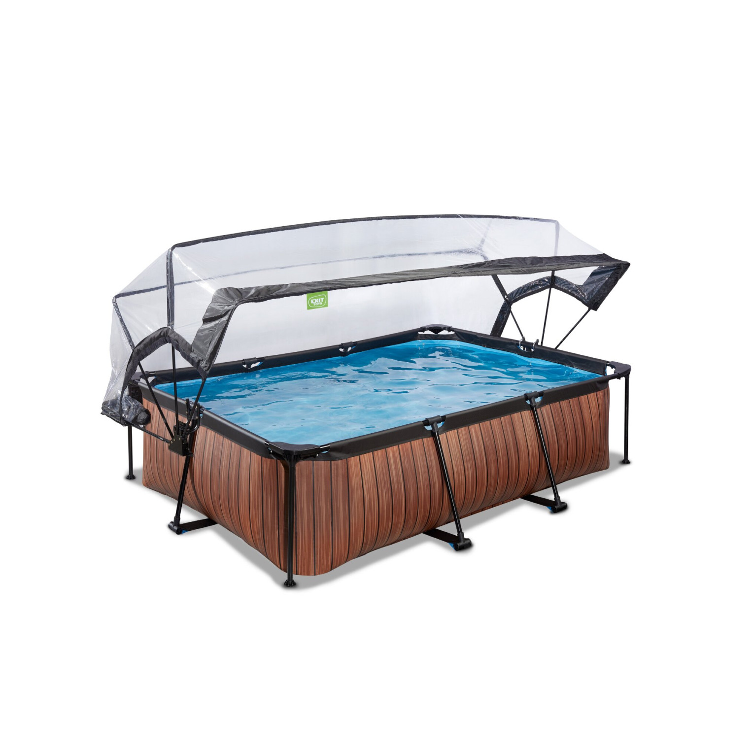 EXIT Wood zwembad 220x150x65cm met filterpomp en overkapping