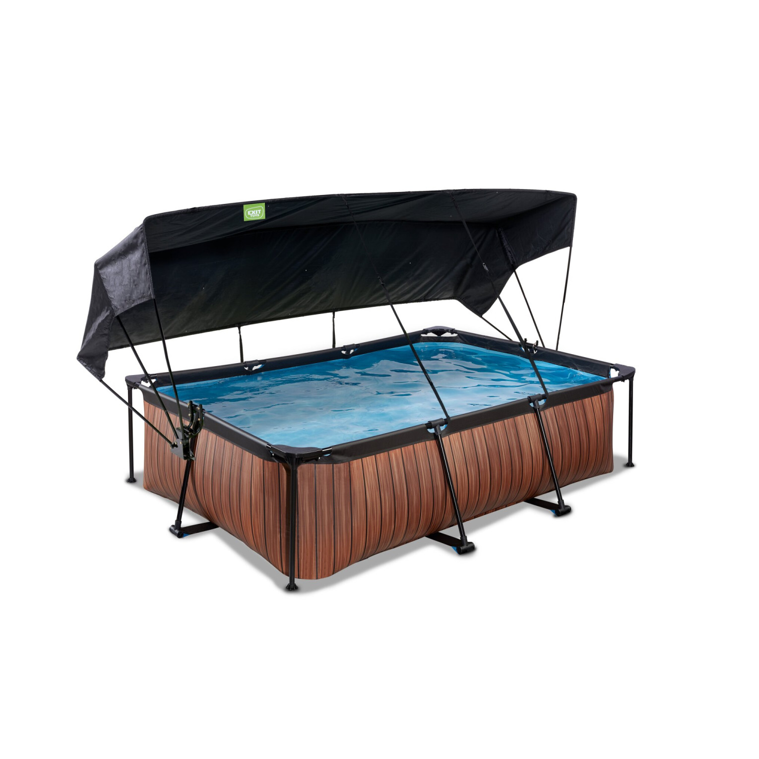 EXIT Wood zwembad 220x150x65cm met filterpomp en schaduwdoek