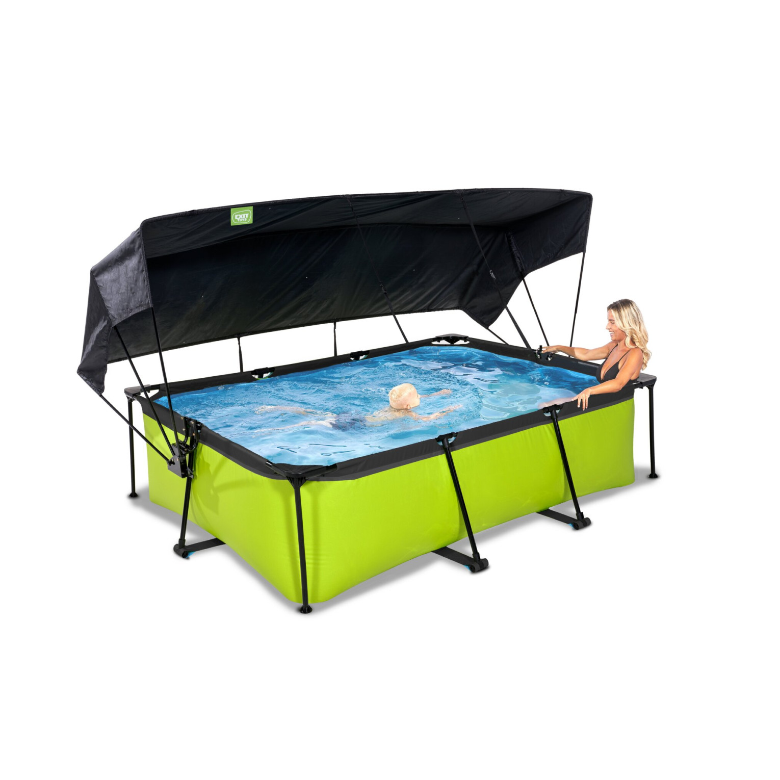 EXIT Lime zwembad 220x150x65cm met filterpomp en schaduwdoek