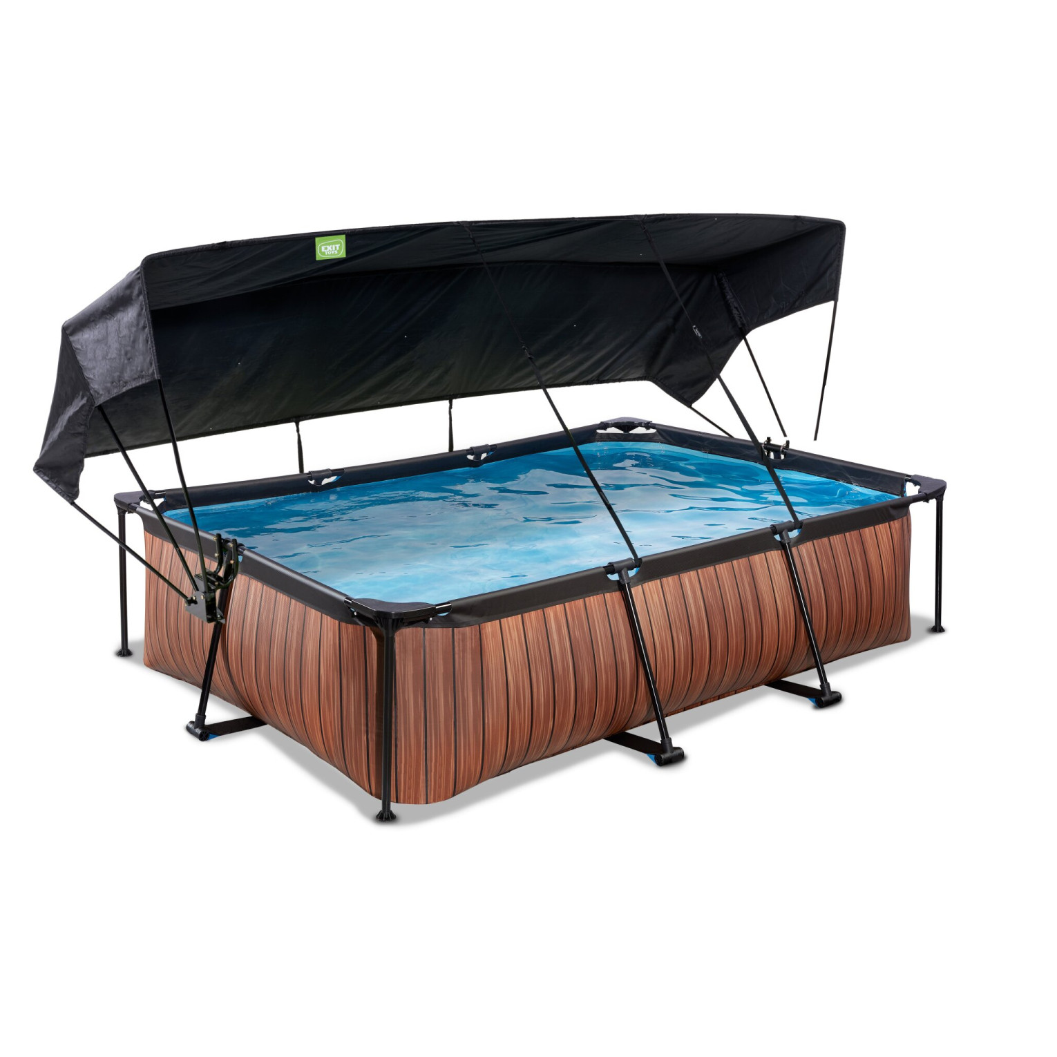 EXIT Wood zwembad 300x200x65cm met filterpomp en schaduwdoek