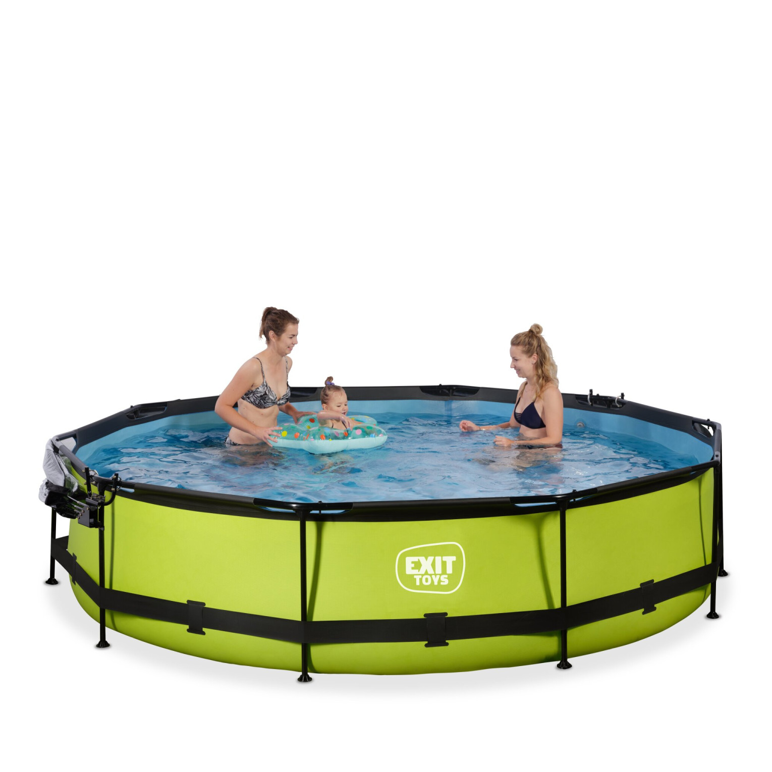 EXIT Lime zwembad ø360x76cm met filterpomp en overkapping -