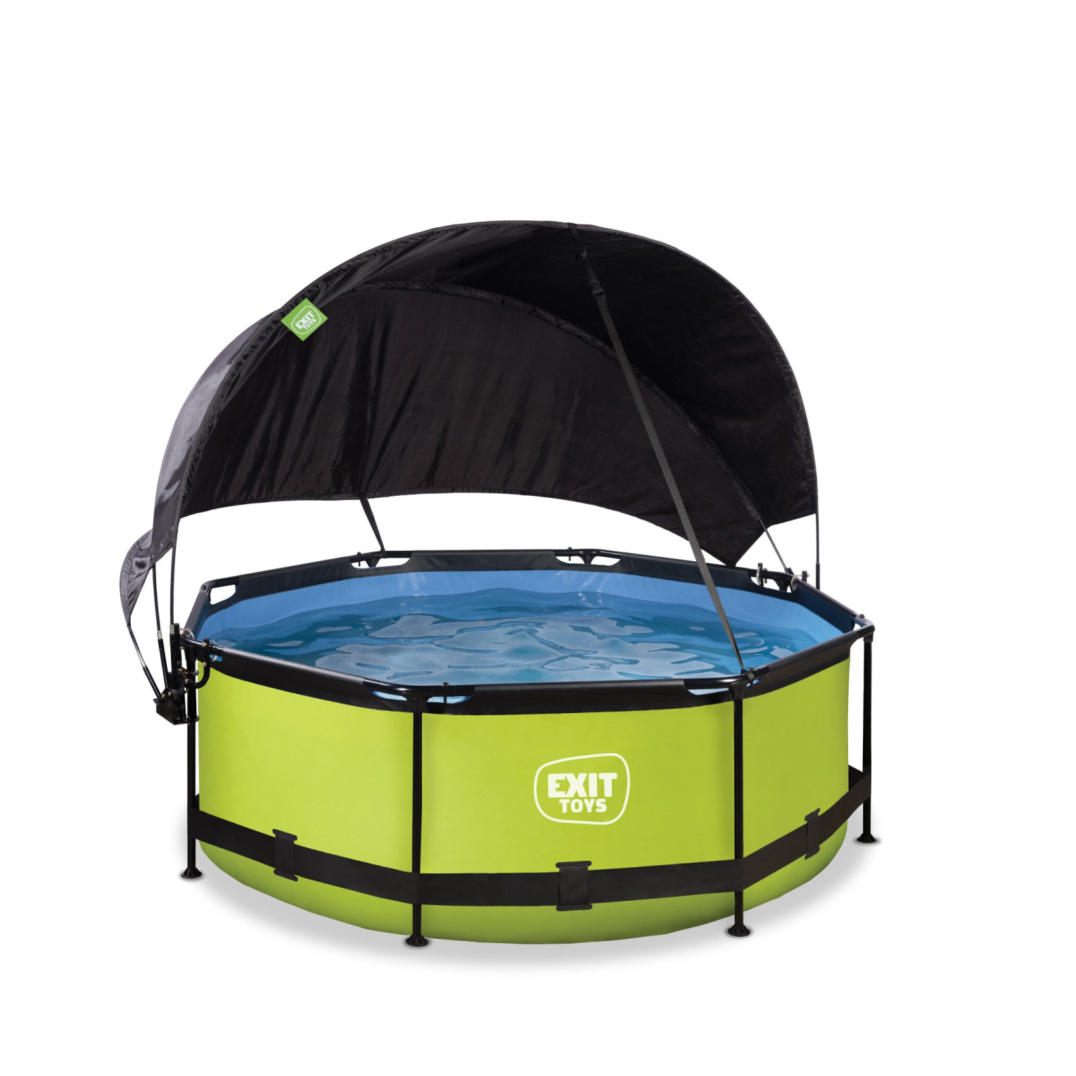 EXIT Lime zwembad ø244x76cm met filterpomp en schaduwdoek -