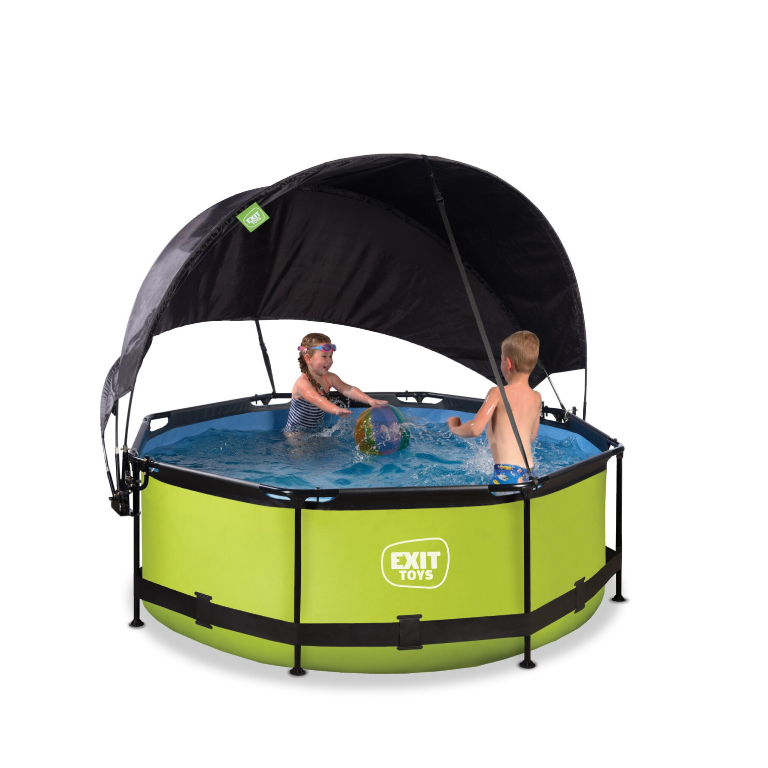 EXIT Lime zwembad ø244x76cm met filterpomp en schaduwdoek -