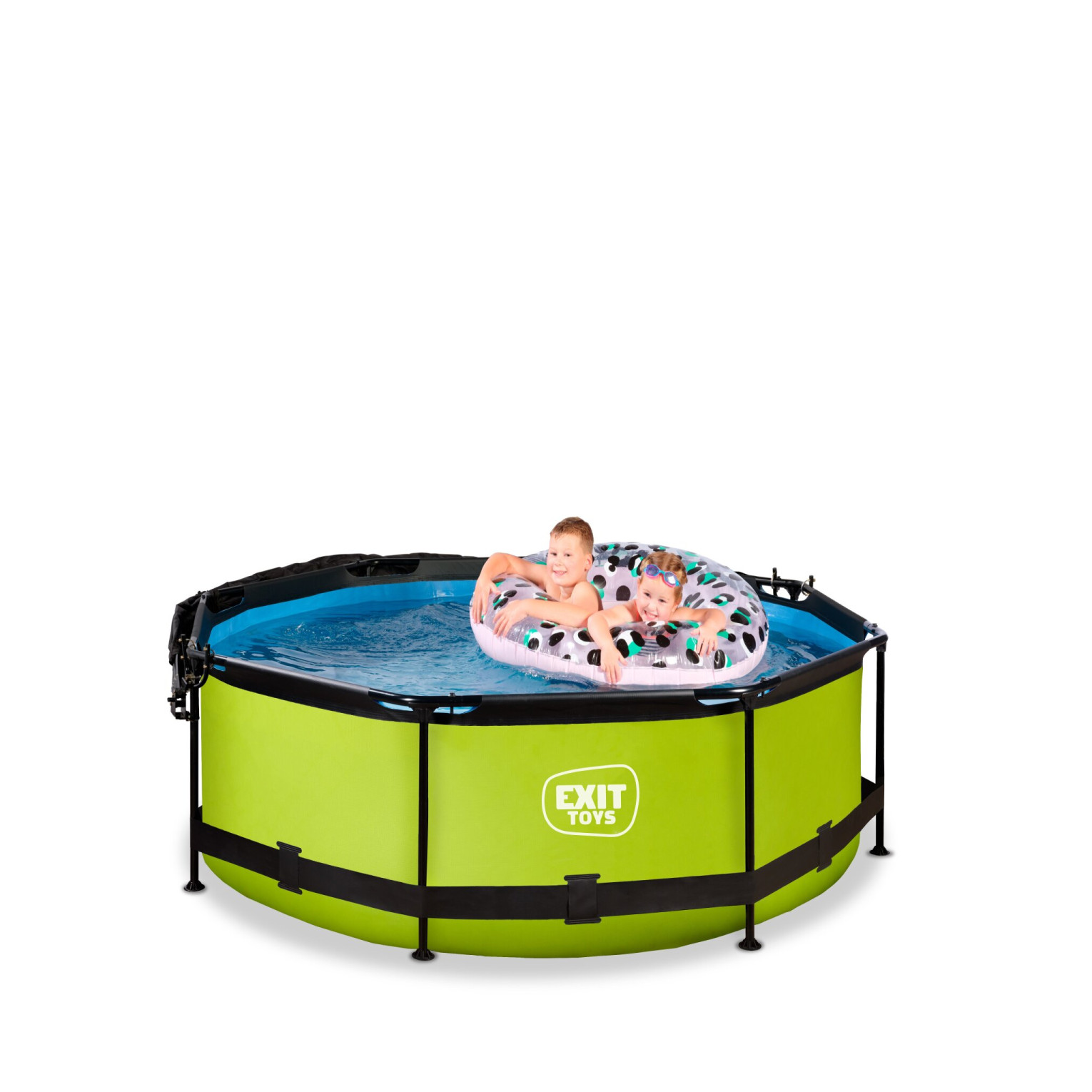 EXIT Lime zwembad ø244x76cm met filterpomp en schaduwdoek -