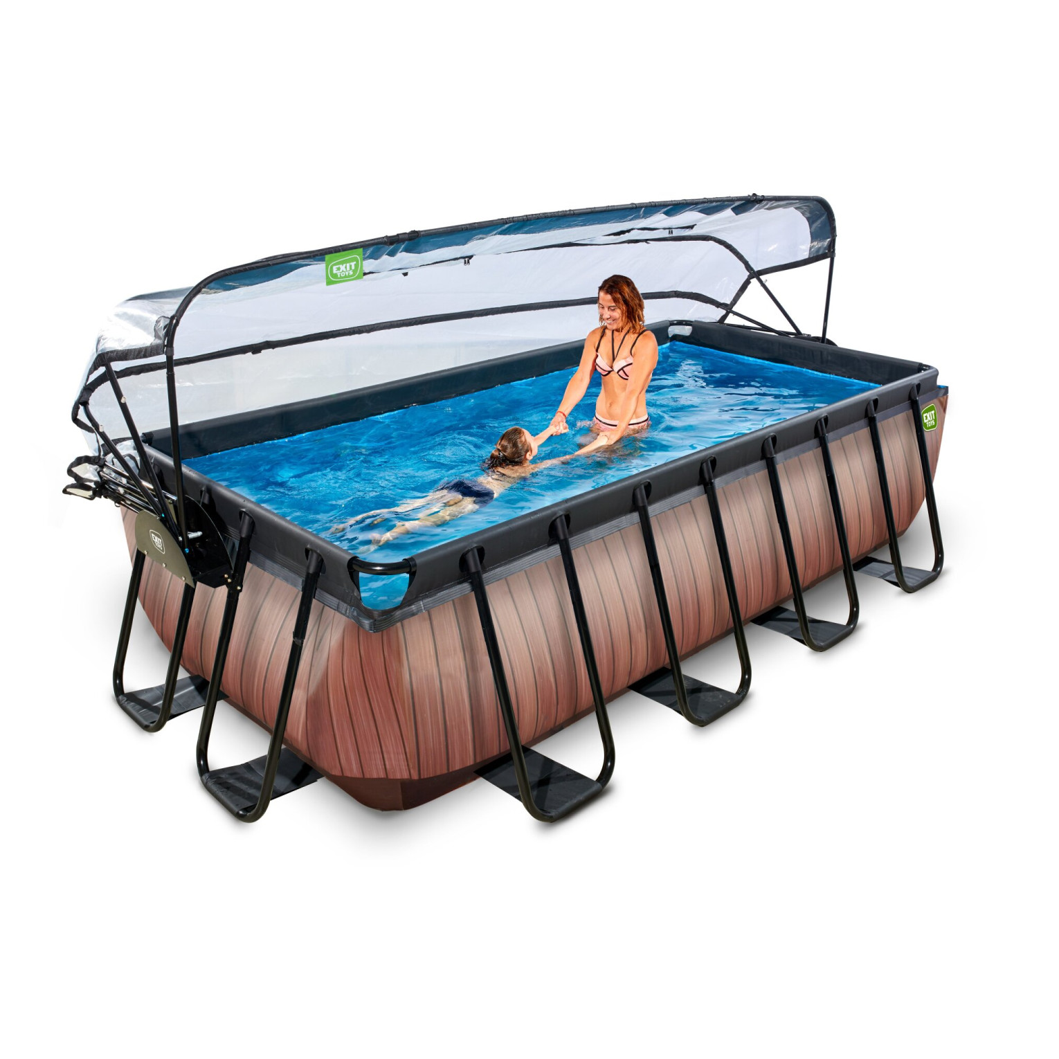 EXIT Wood zwembad 400x200x100cm met zandfilterpomp en overka