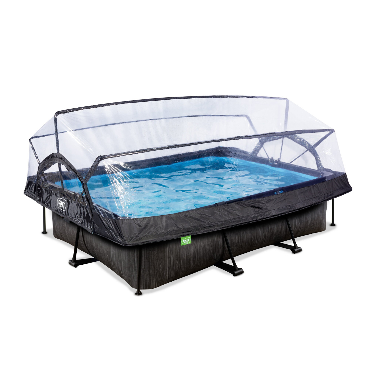 Piscine EXIT Black Wood 300x200x65cm avec pompe de filtration et toit