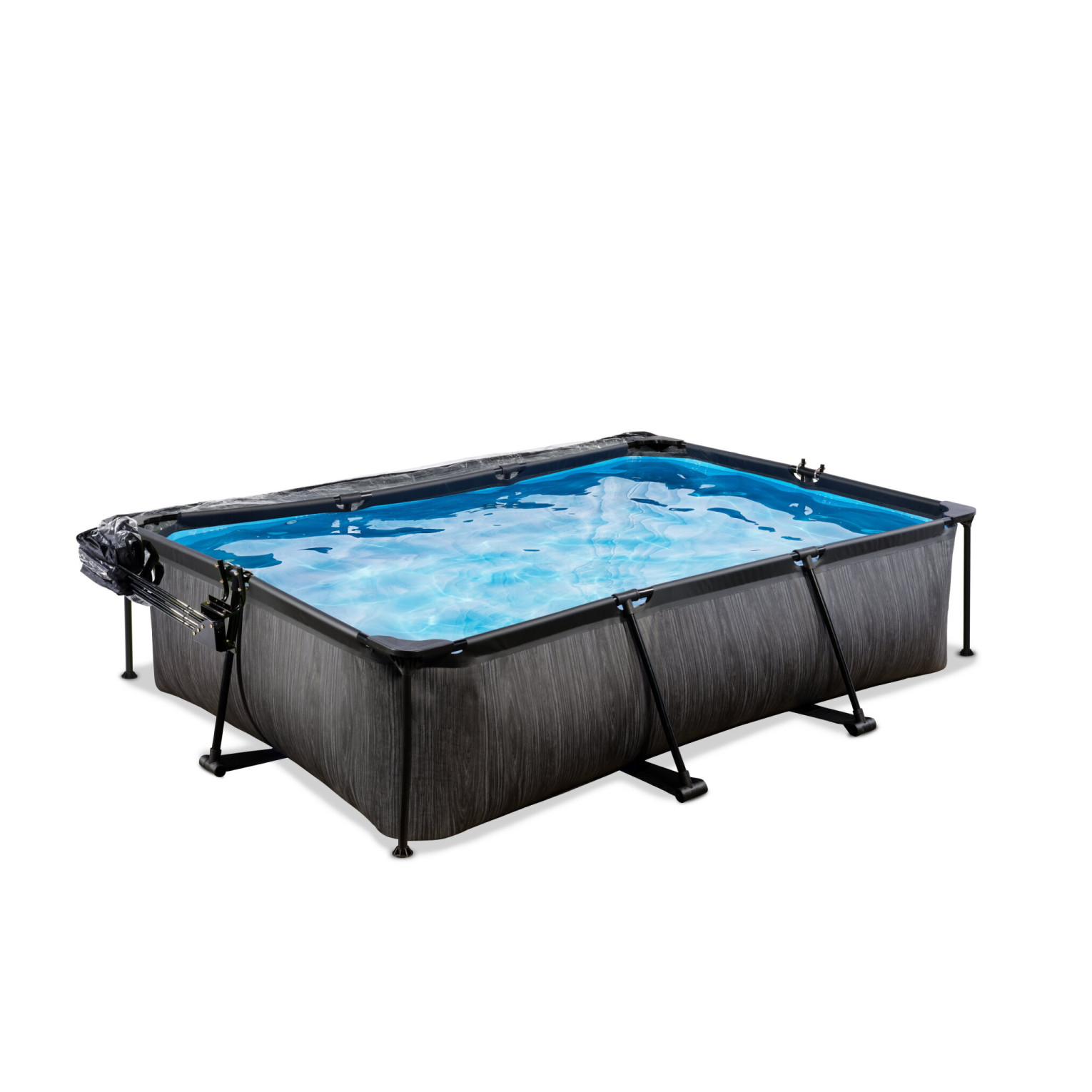 Piscine EXIT Black Wood 300x200x65cm avec pompe de filtration et toit