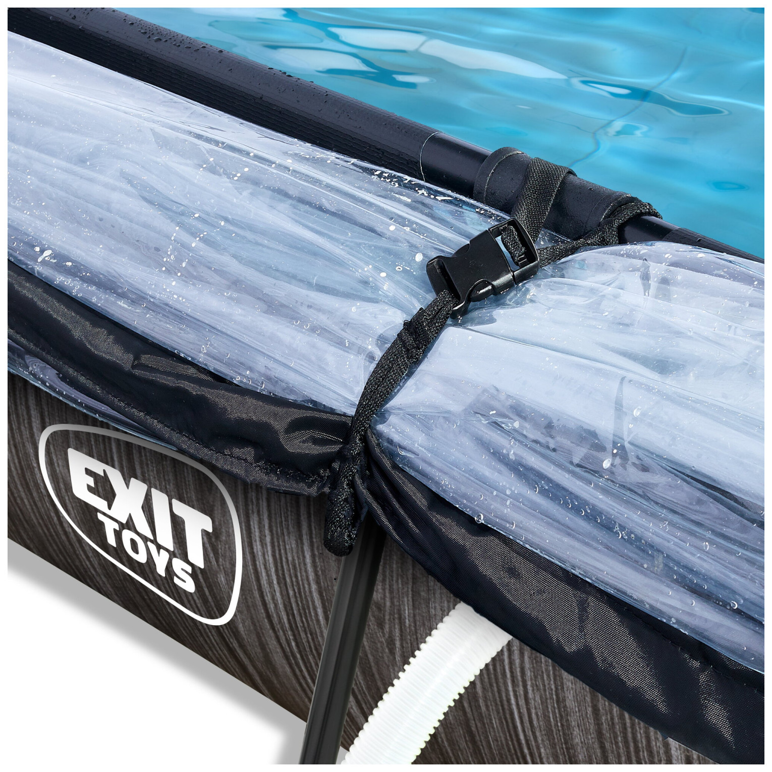 Piscine EXIT Black Wood 300x200x65cm avec pompe de filtration et toit