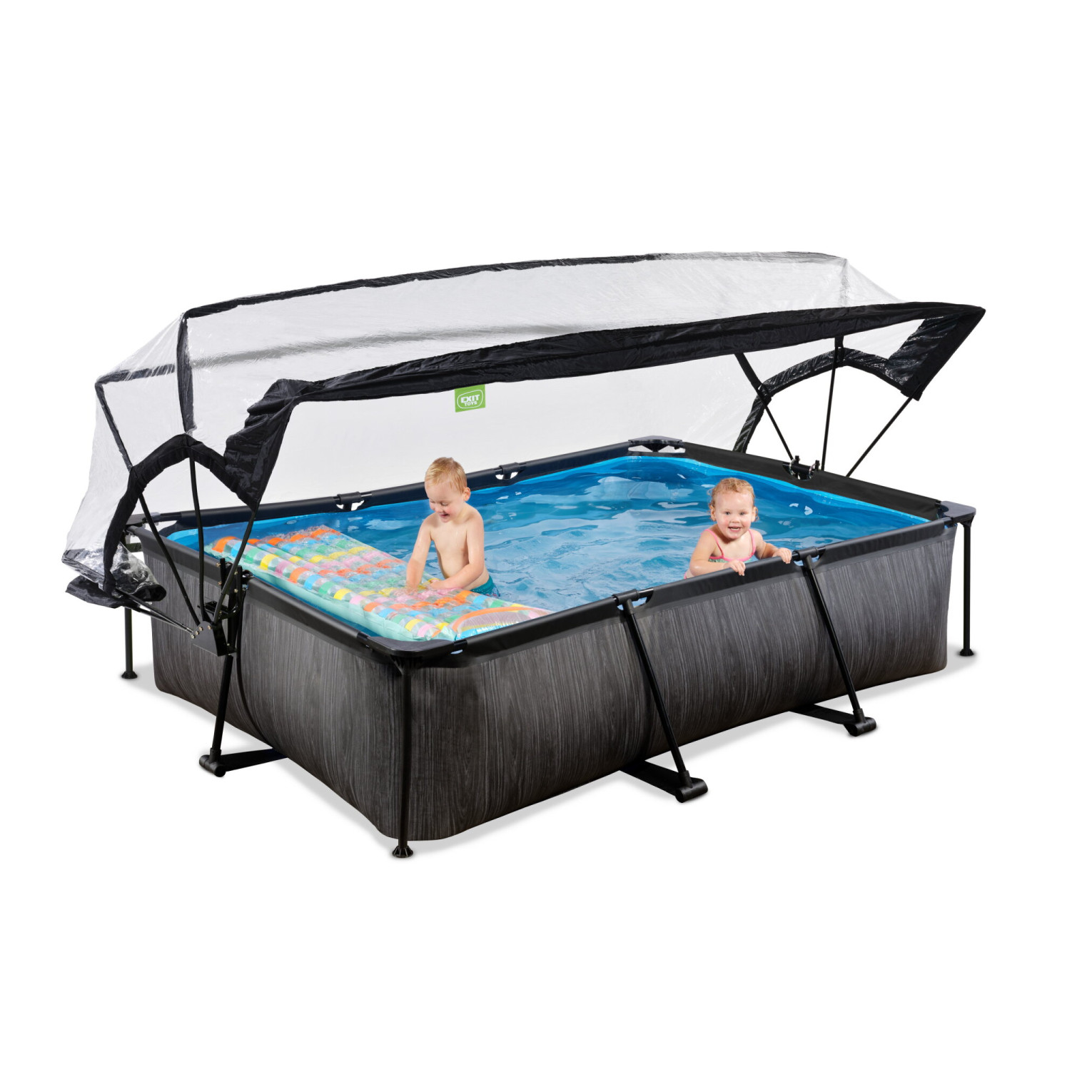 Piscine EXIT Black Wood 300x200x65cm avec pompe de filtration et toit