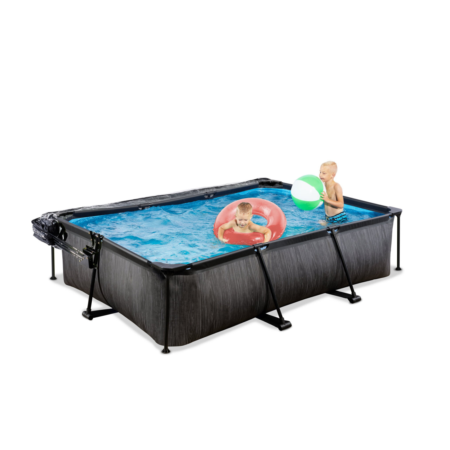 Piscine EXIT Black Wood 300x200x65cm avec pompe de filtration et toit