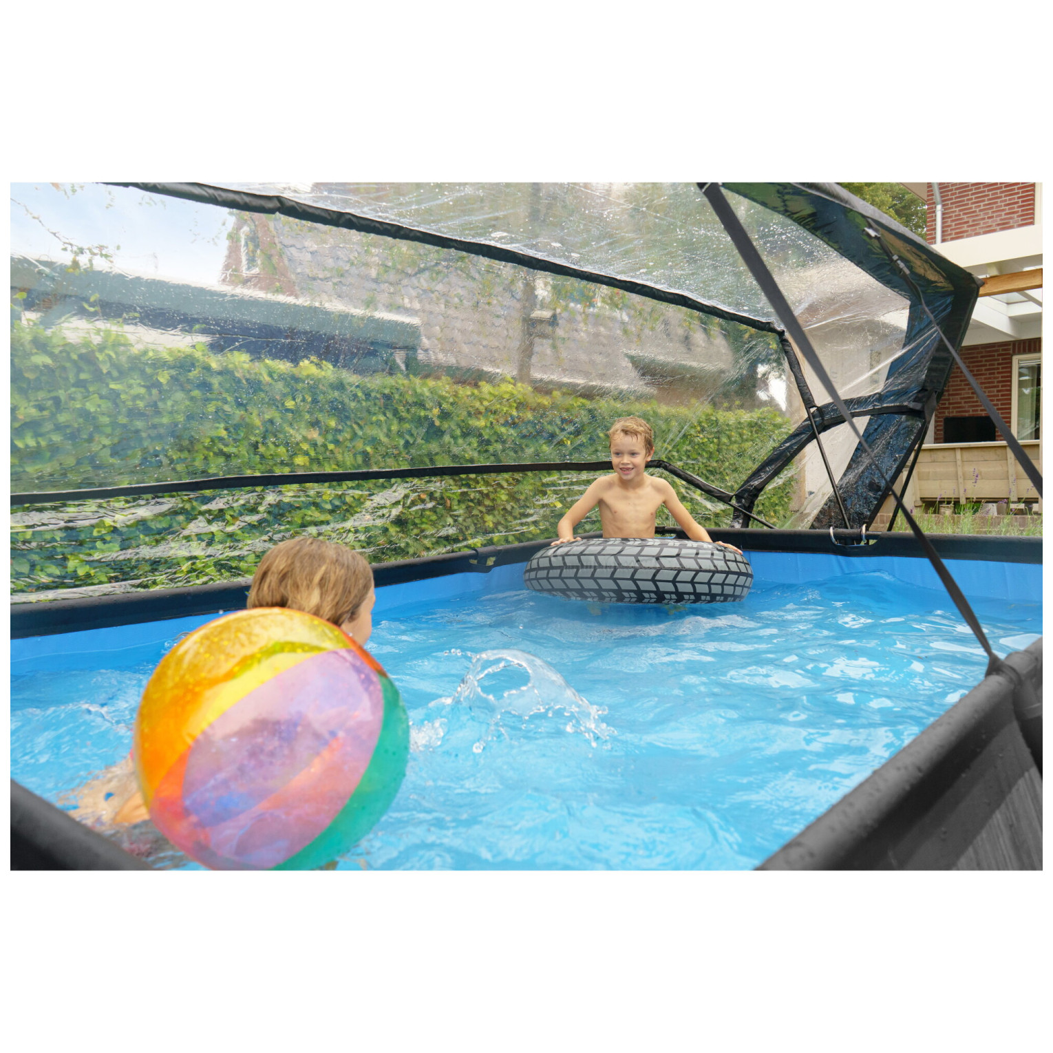 Piscine EXIT Black Wood 300x200x65cm avec pompe de filtration et toit